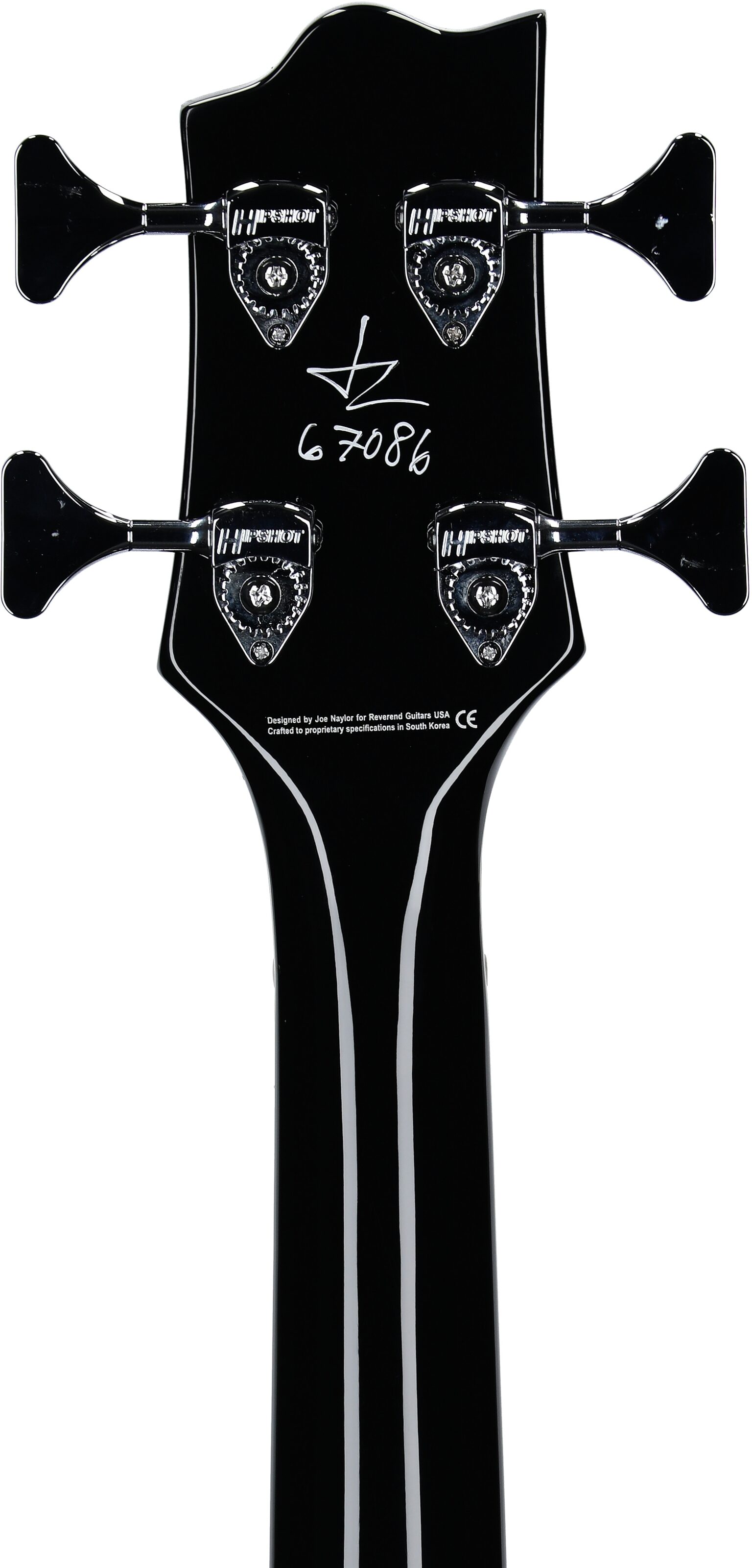 Reverend Dub King Electric Bass, Midnight Black, Headstock Straight Back