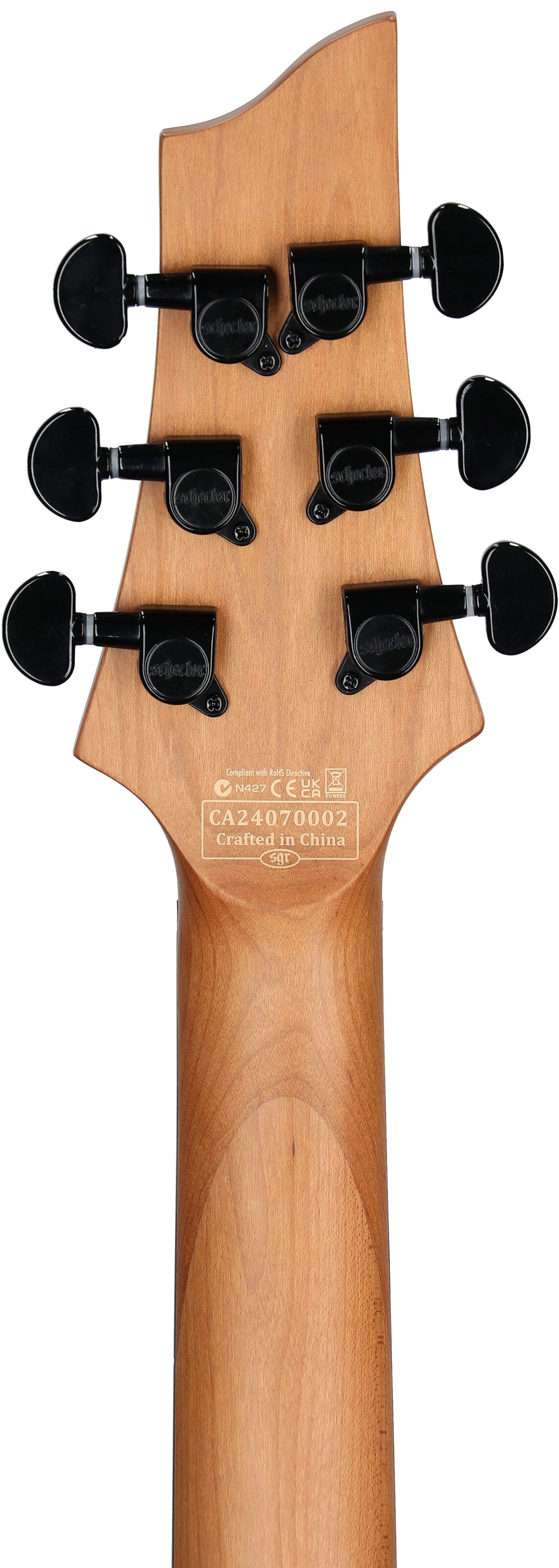 Schecter C-1 Standard Electric Guitar, Left-Handed, Black Fade Burst, Headstock Straight Back
