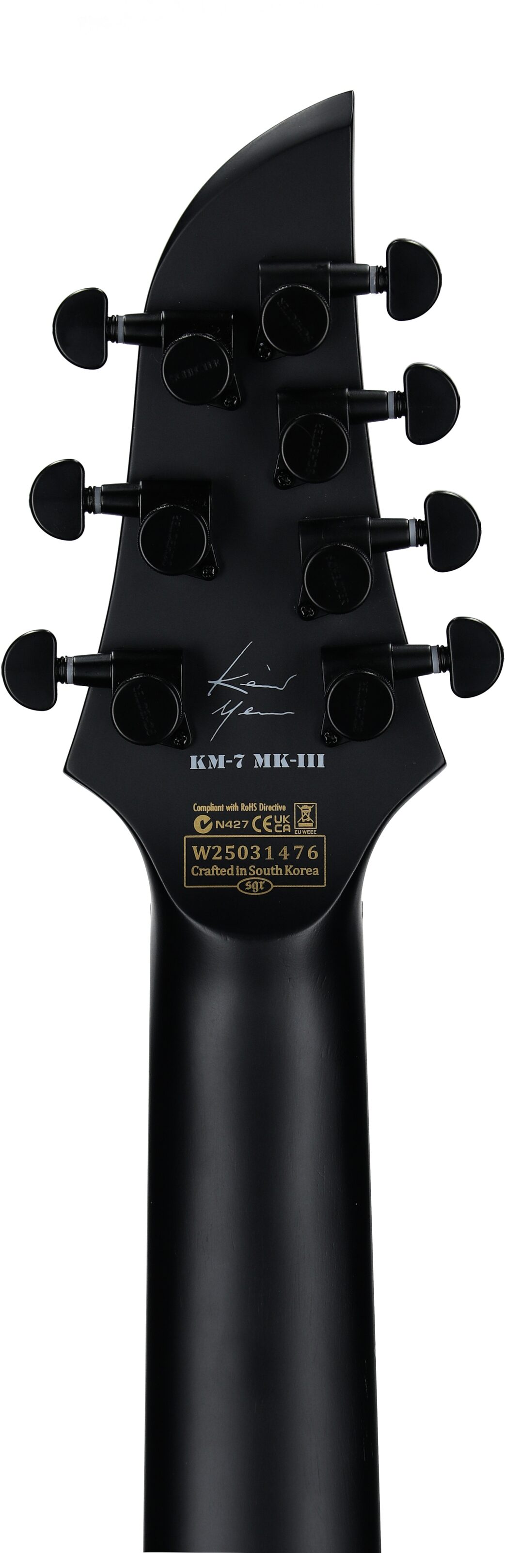 Schecter KM-7 MKIII EX Baritone Electric Guitar, Satin Black Open Pore, Headstock Straight Back