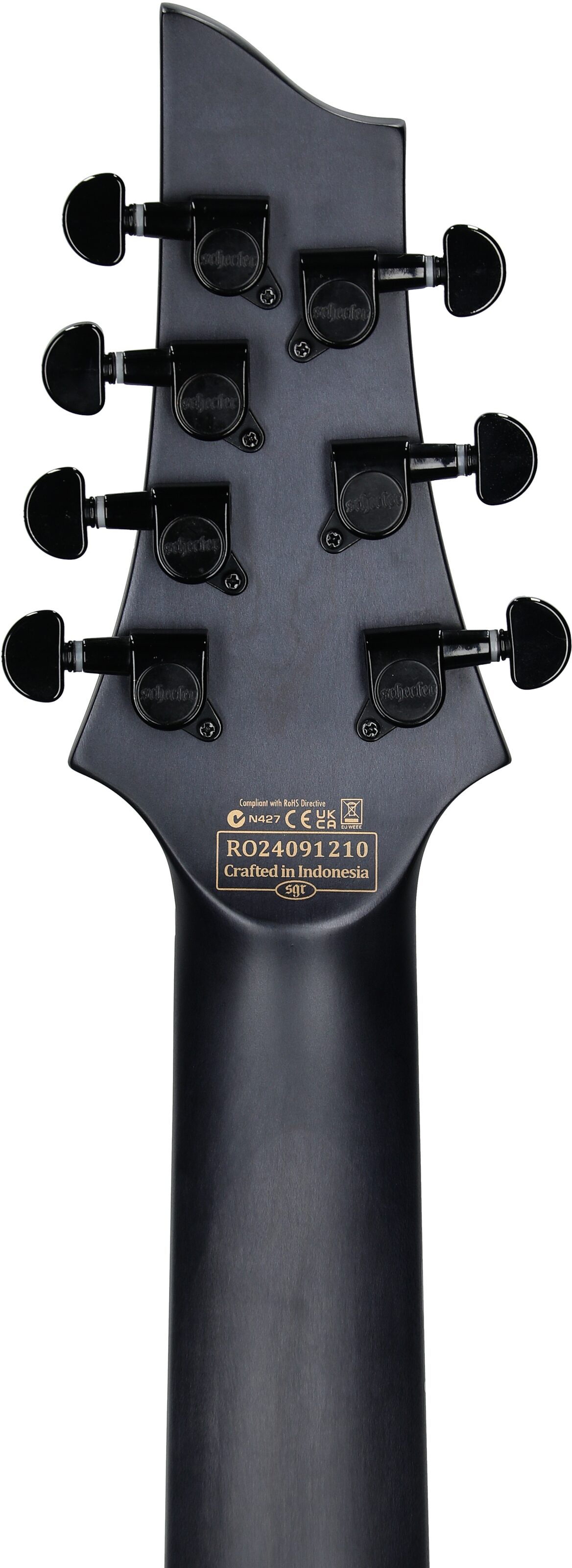 Schecter Omen Elite-7 Electric Guitar, 7-String, Charcoal, Headstock Straight Back