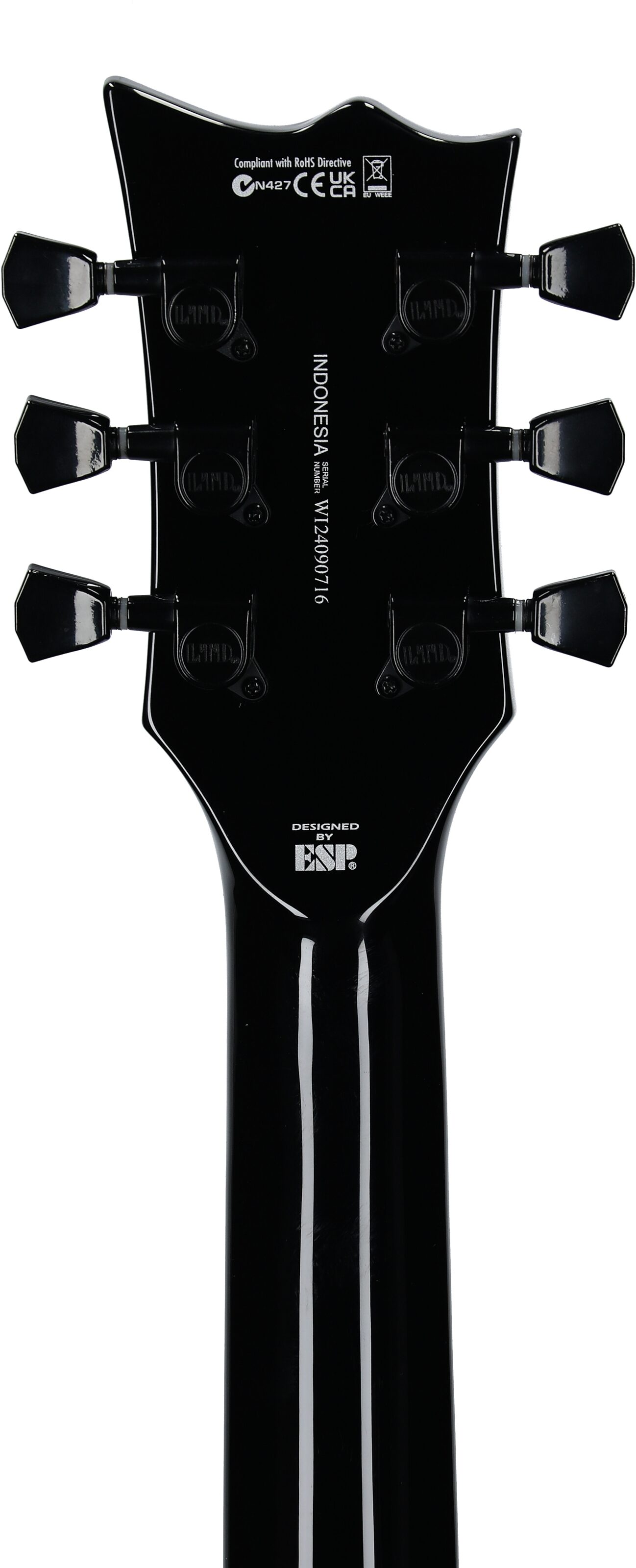 ESP LTD EC-201 Electric Guitar, Black, Headstock Straight Back