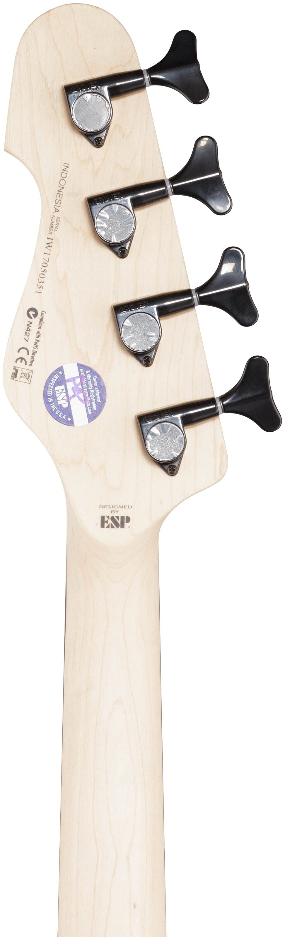ESP LTD AP-4 Electric Bass, Black, Headstock Straight Back