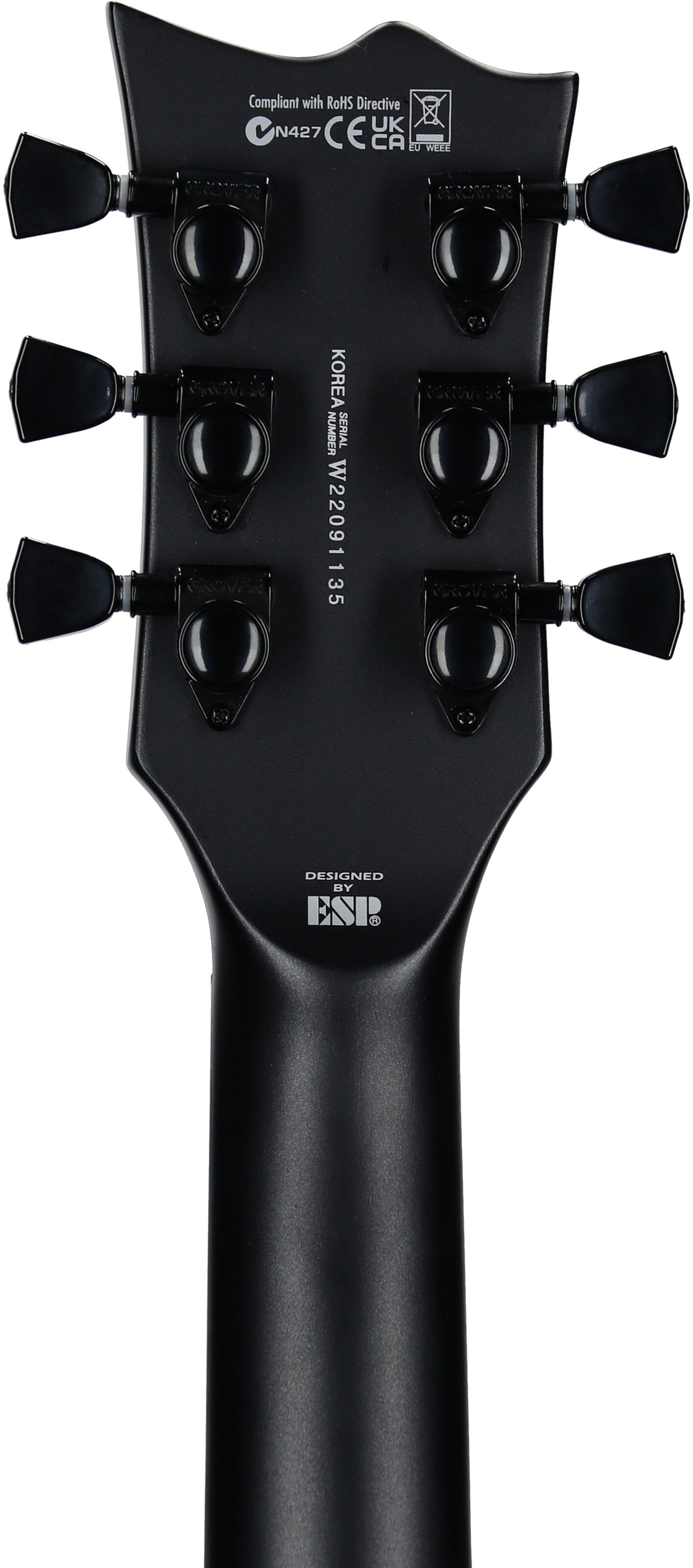 ESP LTD Viper 1000 Evertune Electric Guitar, Charcoal Metallic Satin, Headstock Straight Back