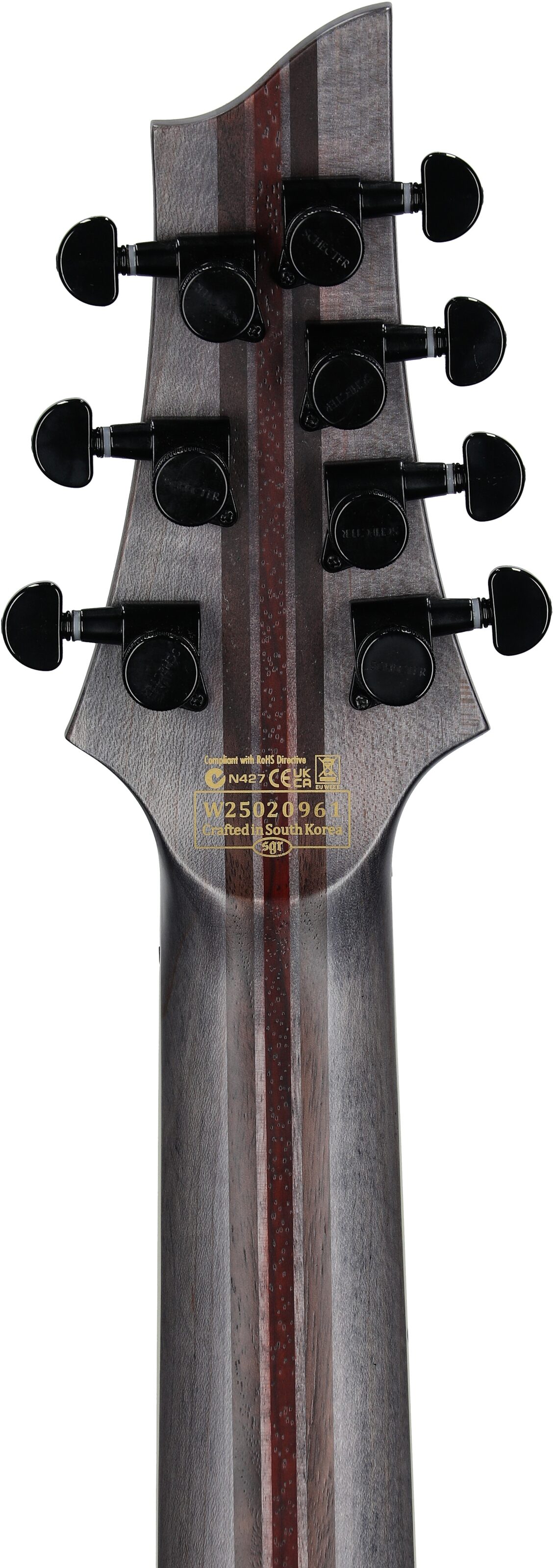 Schecter C-7 Multiscale SLS Elite Evil Twin Electric Guitar, Satin Black, Headstock Straight Back