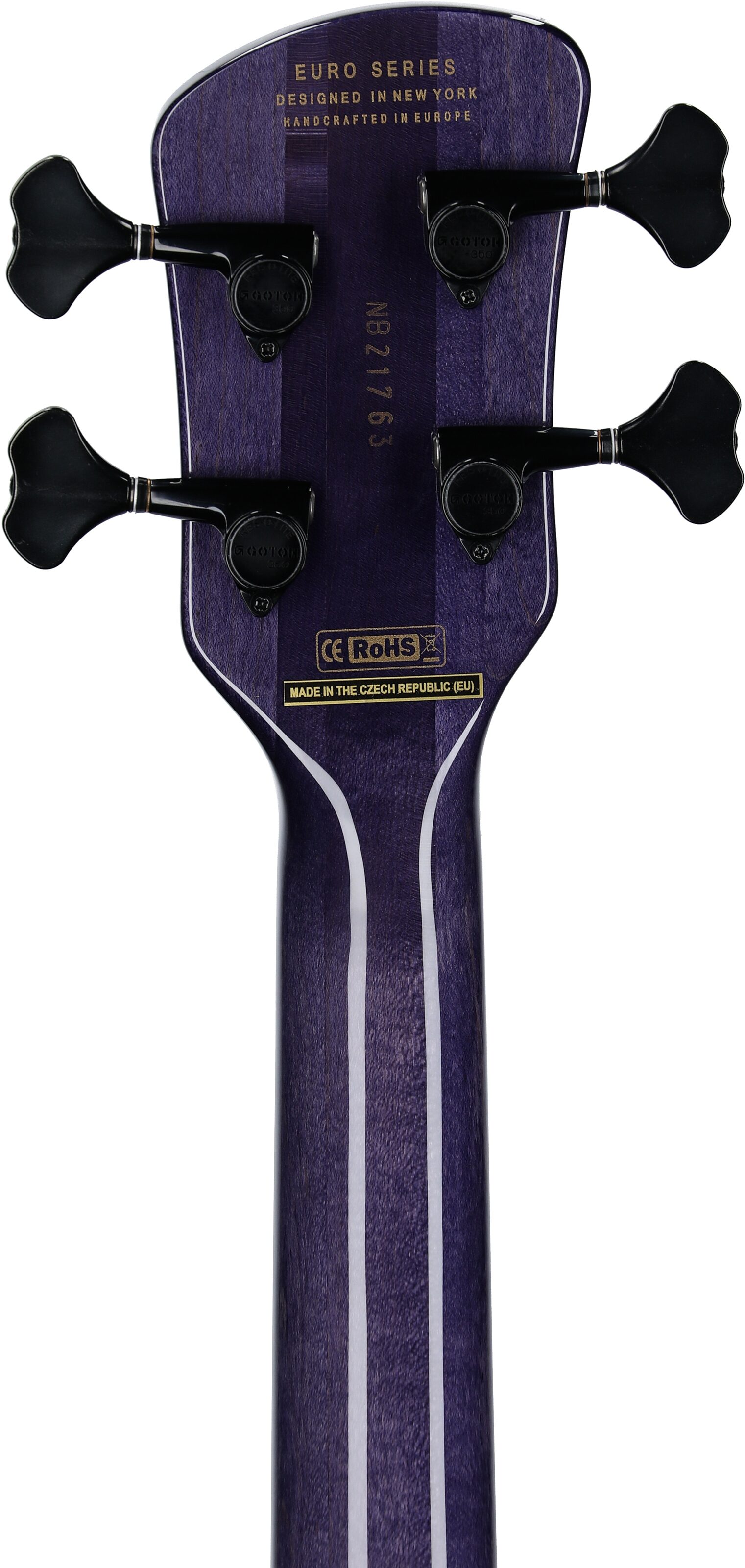 Spector Euro 4 Custom Electric Bass (with Gig Bag), Natural Violet Burst Gloss, Headstock Straight Back