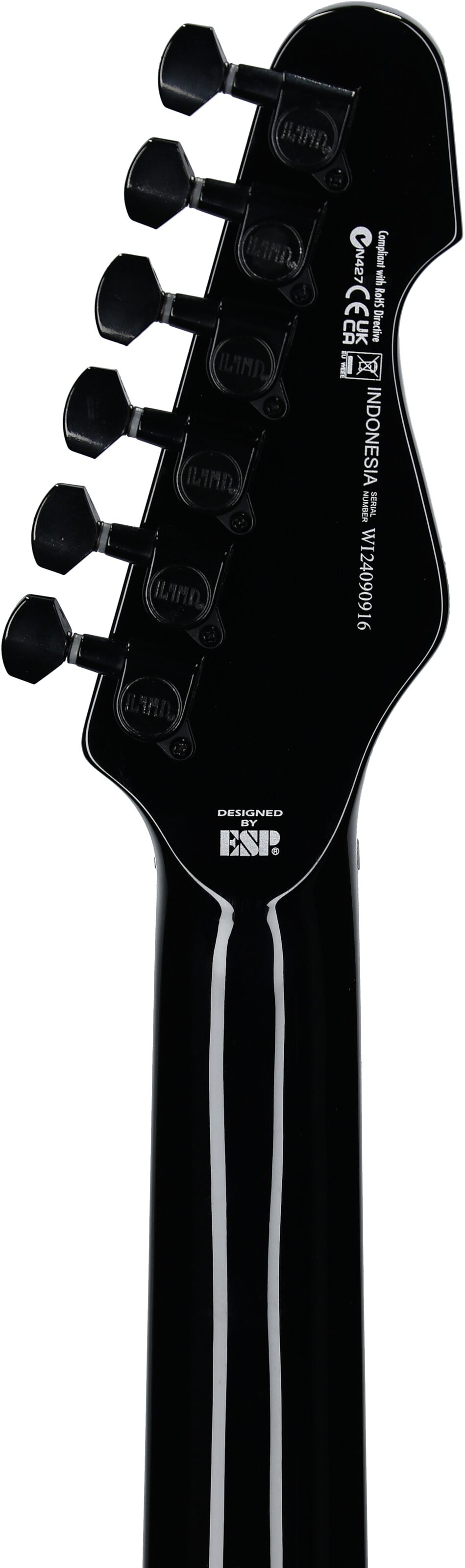 ESP LTD SN-201HT Electric Guitar, Black, Headstock Straight Back