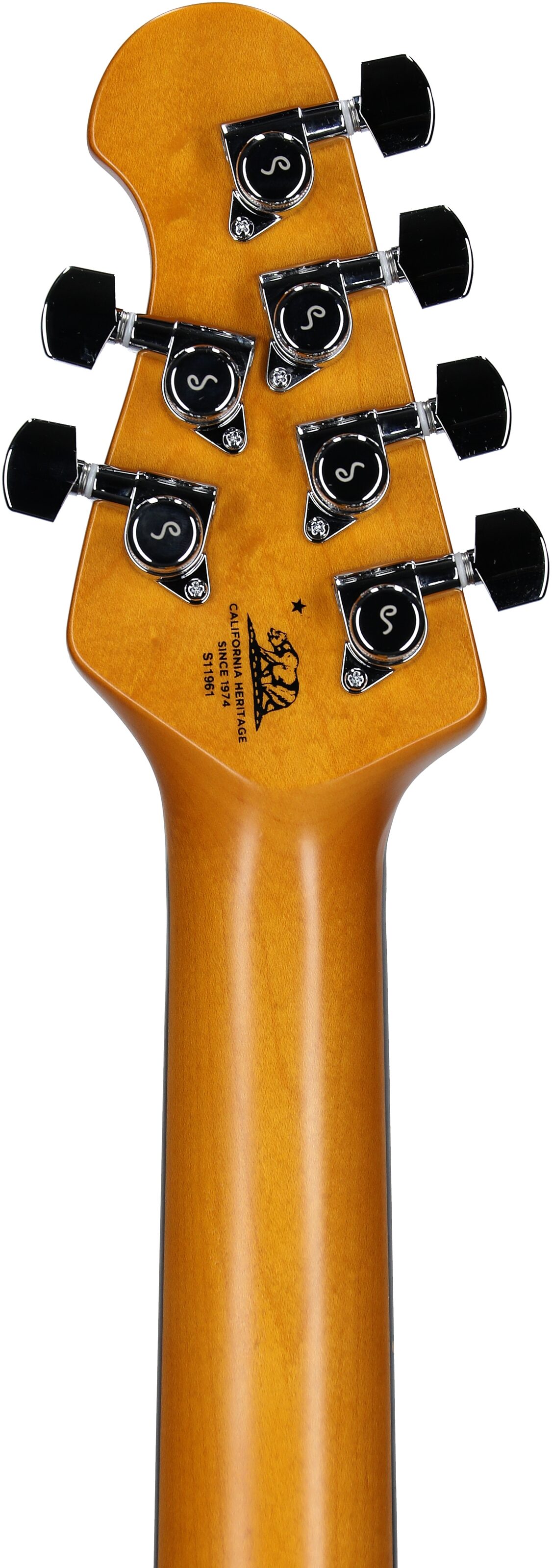 Ernie Ball Music Man Dustin Kensrue StingRay Electric Guitar, TV Blonde, Headstock Straight Back