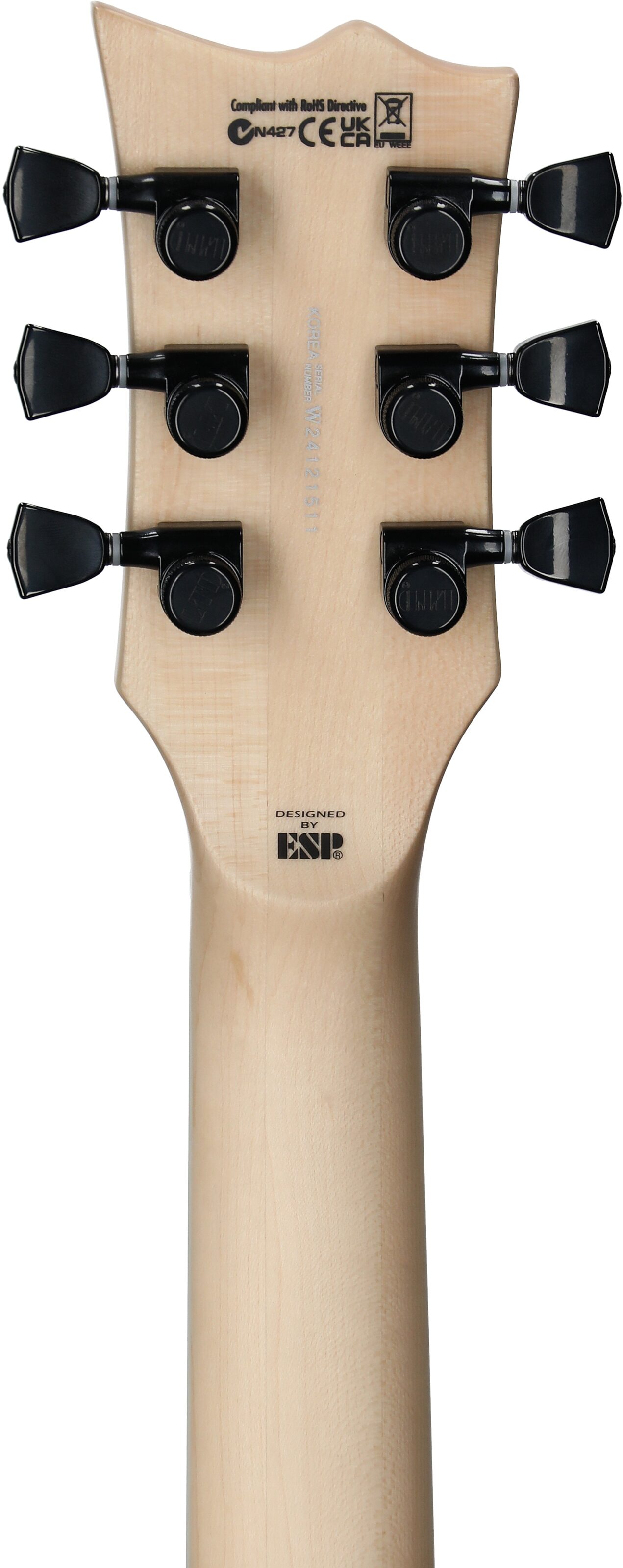 ESP LTD Will Adler Warbird Electric Guitar, Black and Gold, Headstock Straight Back