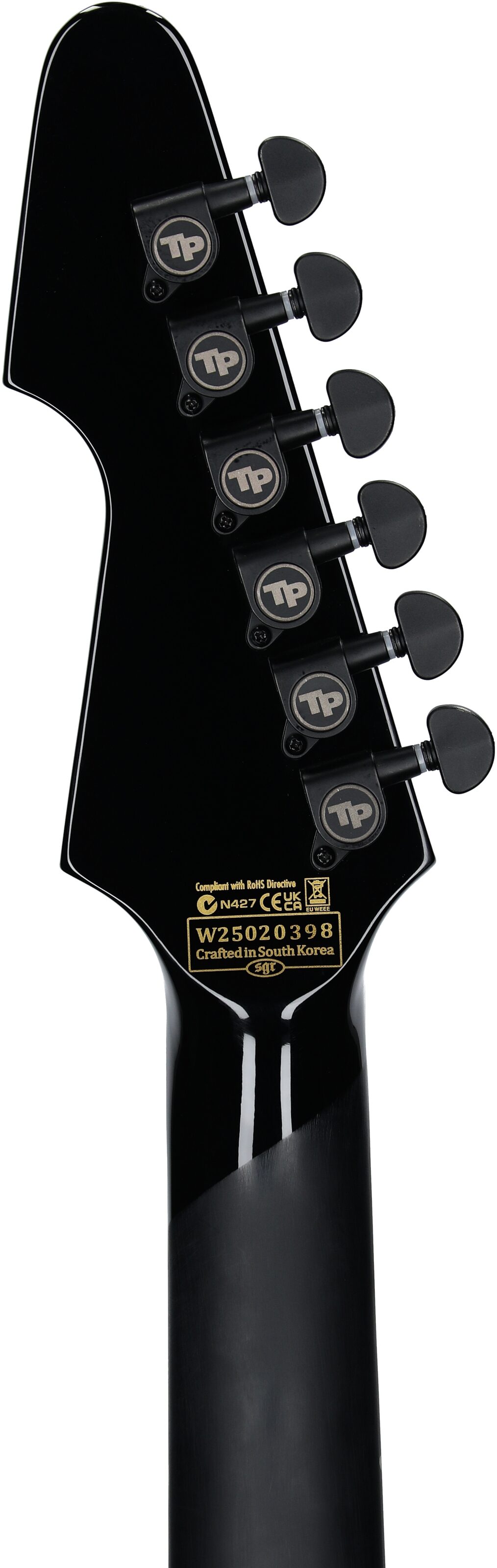 Schecter Avenger FR Przym Palladium Electric Guitar, Gloss Black, Headstock Straight Back
