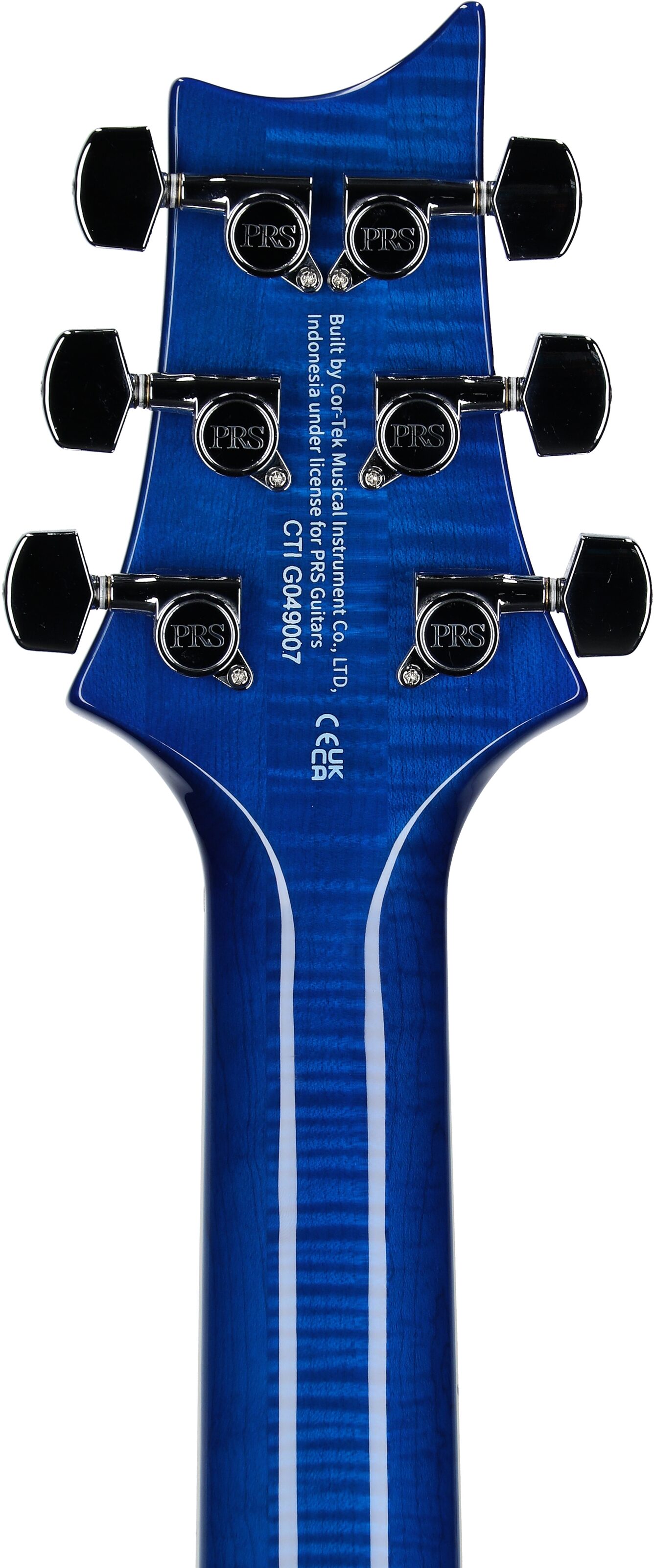 PRS Paul Reed Smith SE Custom 24 Semi-Hollow Piezo Electric Guitar (with Gig Bag), Lake Blue, Headstock Straight Back