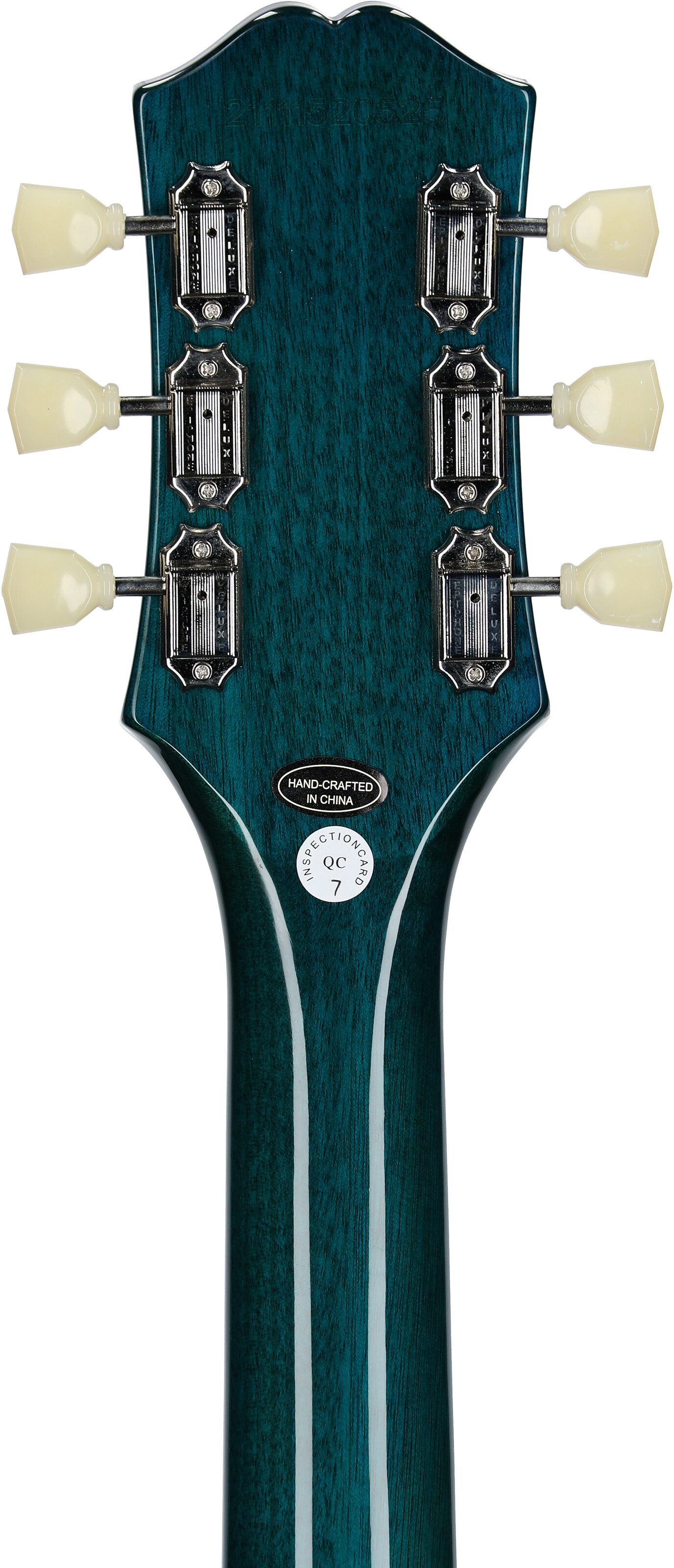 Epiphone Goryo Yuto Les Paul Standard Electric Guitar (with Soft Case), Quilt Blue Burst, Headstock Straight Back