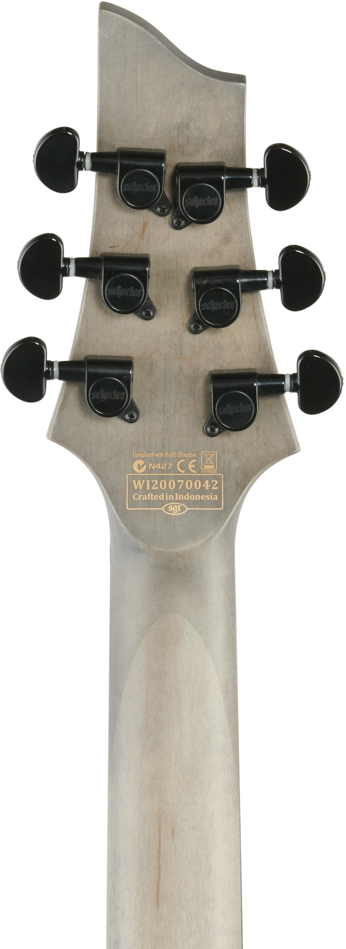 Schecter Omen Elite-6FR Electric Guitar, See-Thru Blue Burst, Headstock Straight Back