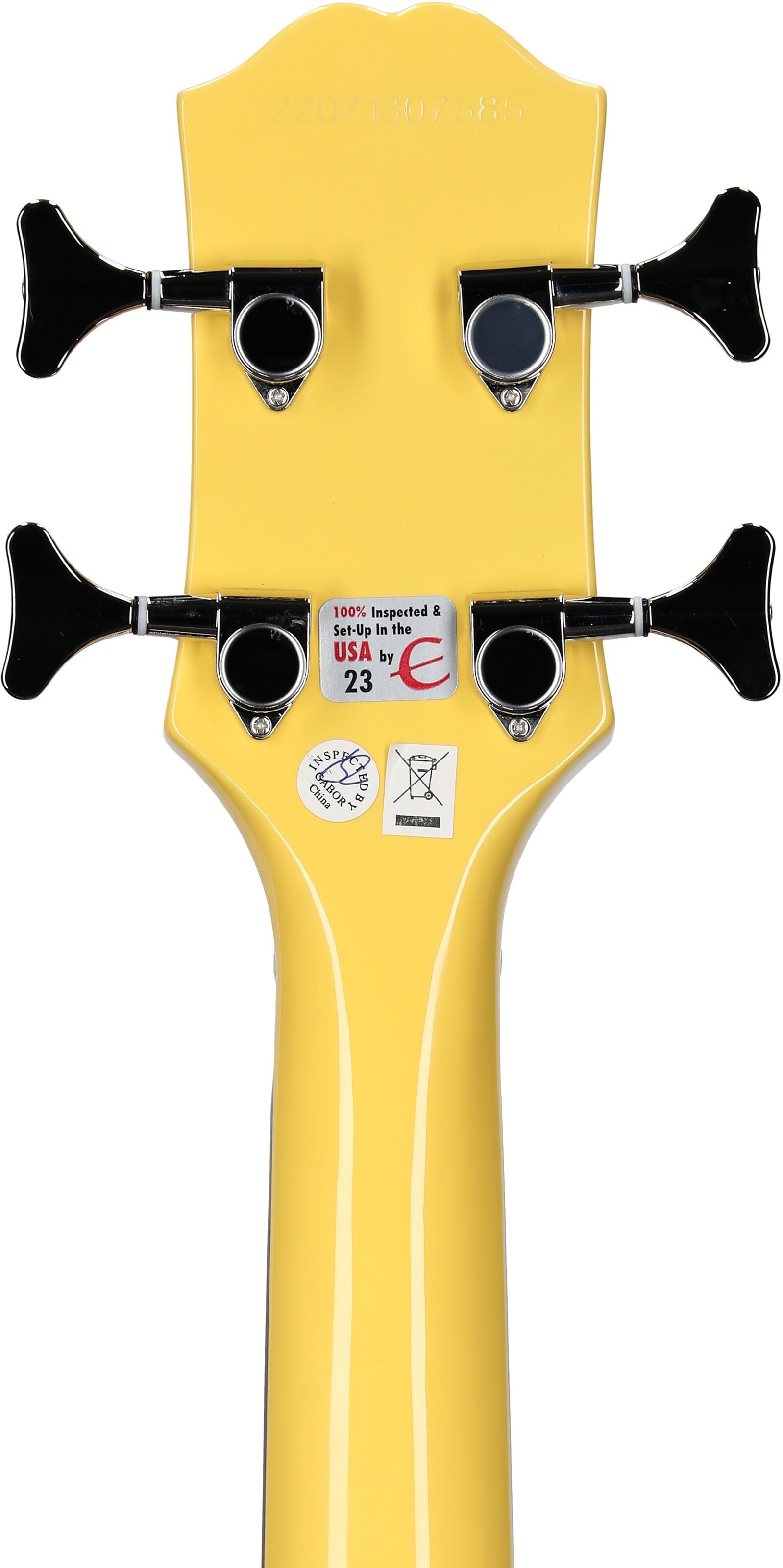 Epiphone Newport Bass Guitar, Sunset Yellow, Headstock Straight Back