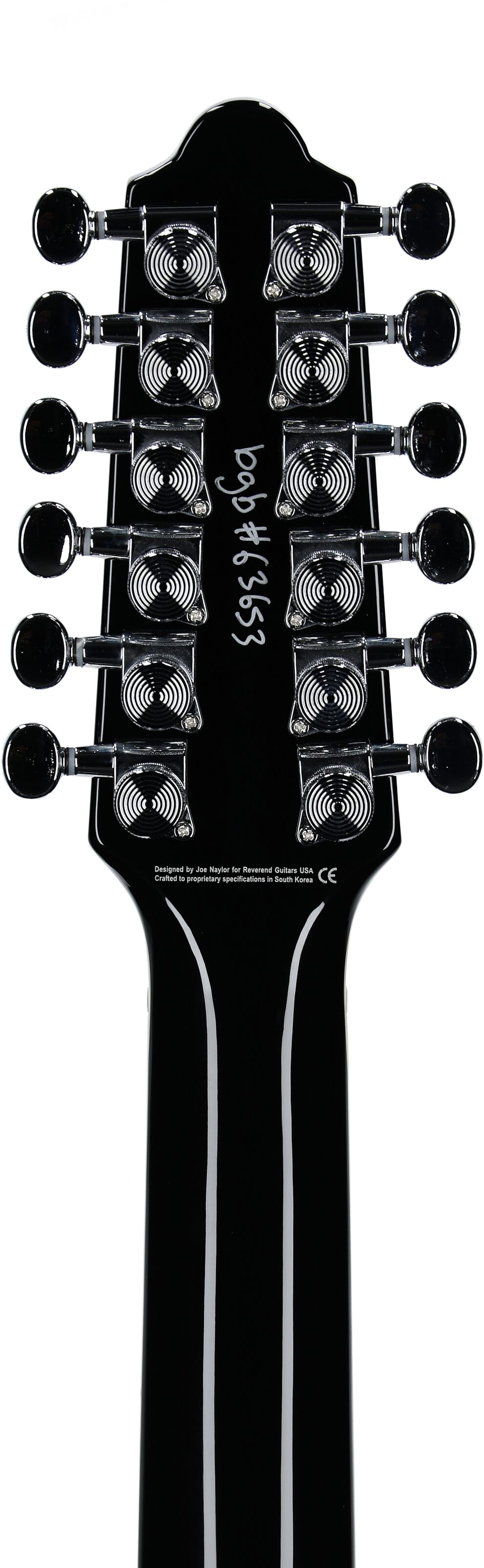Reverend Airwave Electric Guitar, 12-String (Left-Handed), Midnight Black, Headstock Straight Back