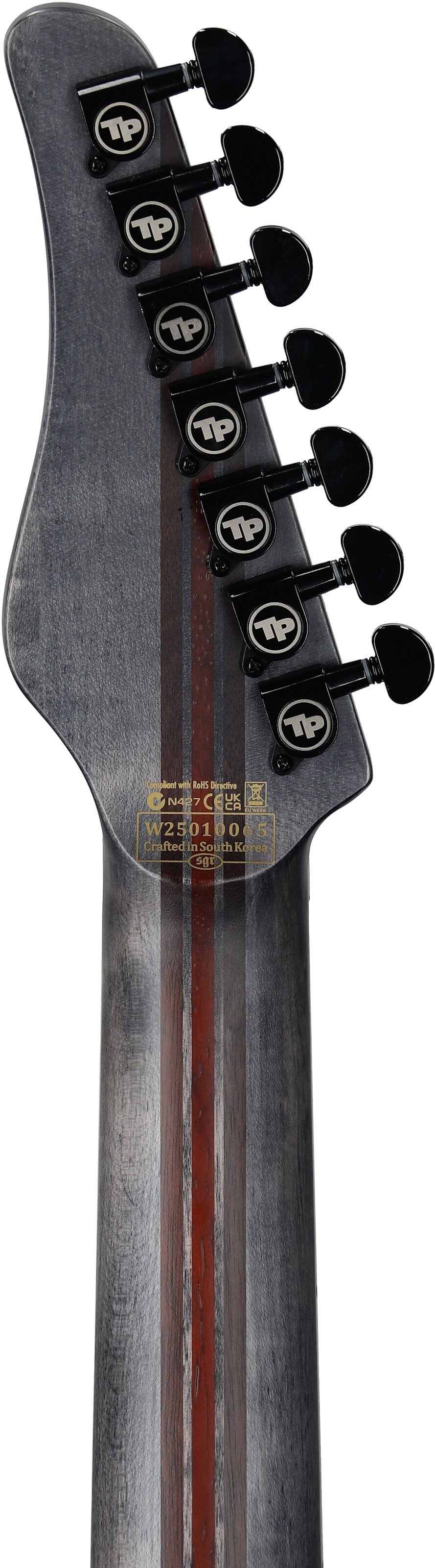 Schecter PT-7 FR-S SLS Elite Evil Twin Electric Guitar, 7-String, Satin Black, Headstock Straight Back