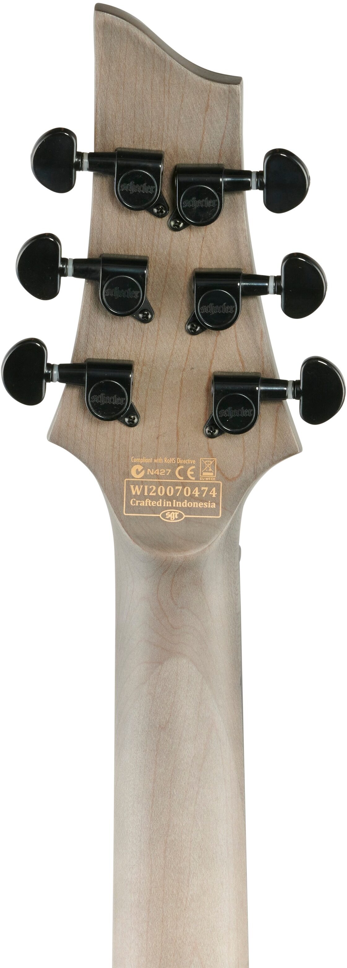 Schecter Omen Elite-6 Electric Guitar, Charcoal, Headstock Straight Back