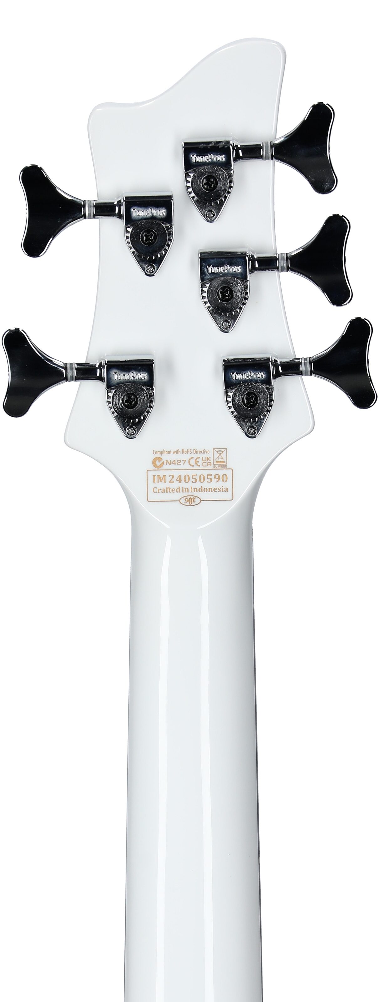 Schecter Stargazer 5 Electric Bass, Gloss White, Headstock Straight Back