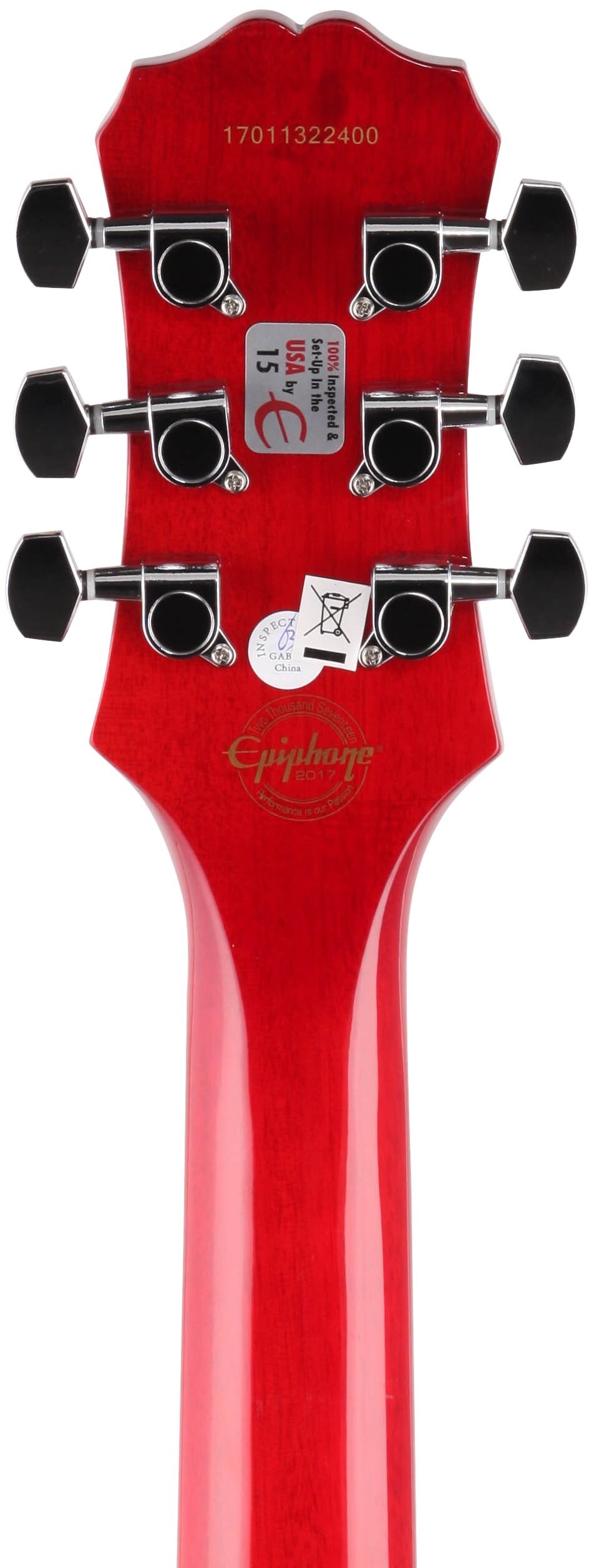 Epiphone Les Paul Studio E1 Electric Guitar, Heritage Cherry Sunburst, Headstock Straight Back