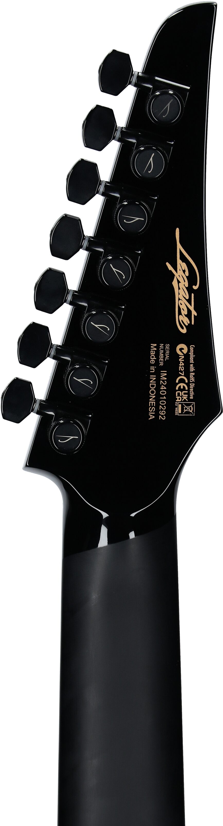 Legator Ninja 7 Slaughter Series Electric Guitar, 7-String, Demolisher Black , Headstock Straight Back