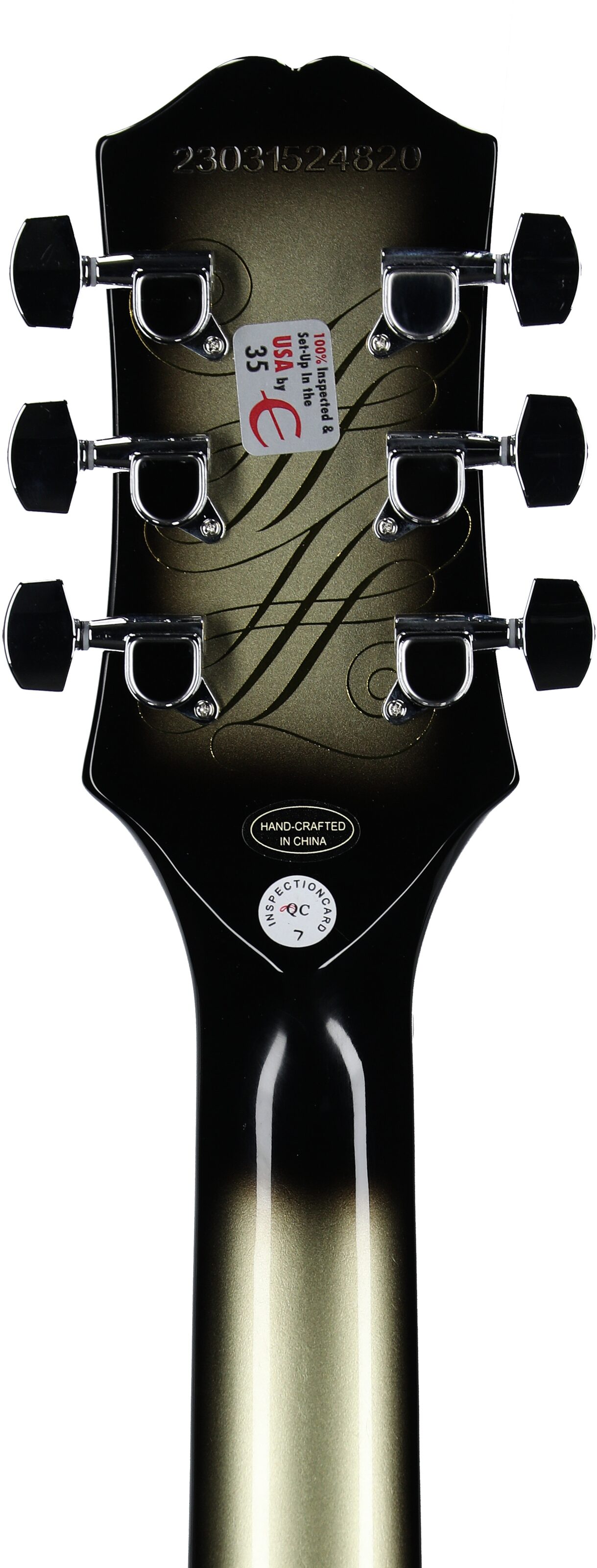 Epiphone Adam Jones Les Paul Custom Electric Guitar (with Case), "Sensation" by Korin Faught, Headstock Straight Back