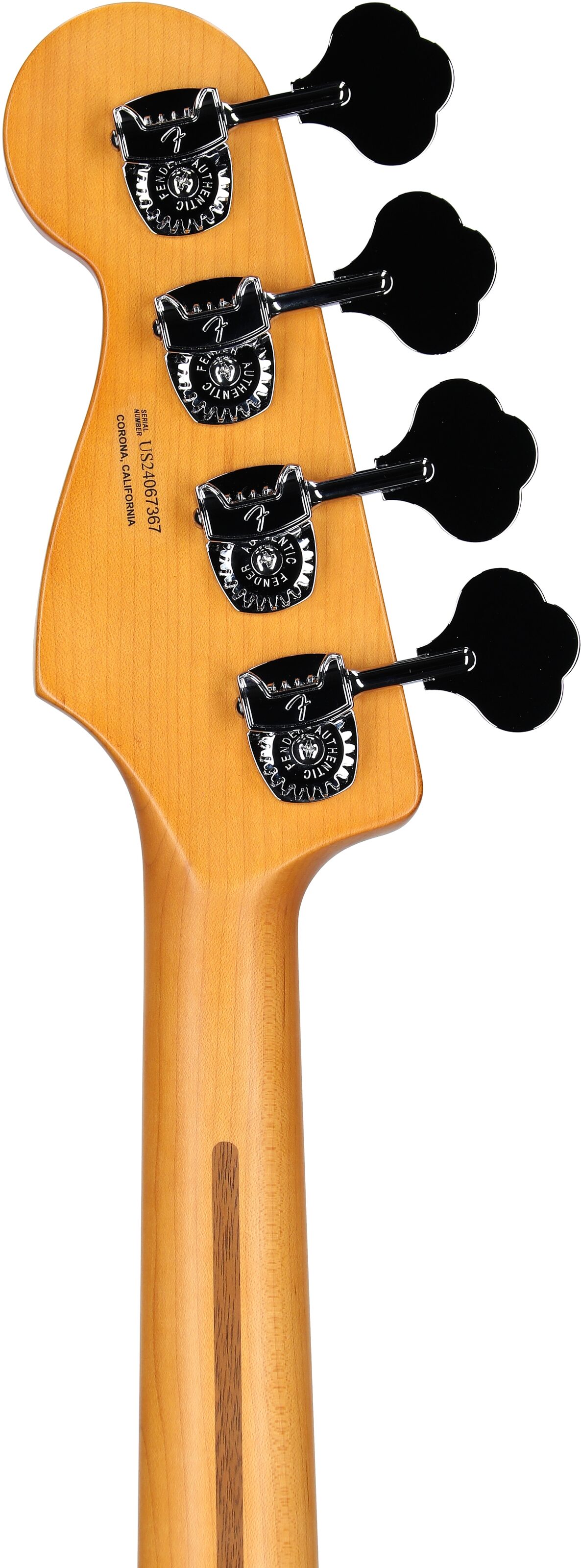 Fender American Ultra II Jazz Electric Bass, Maple Fingerboard (with Case), Sinister Red, Headstock Straight Back
