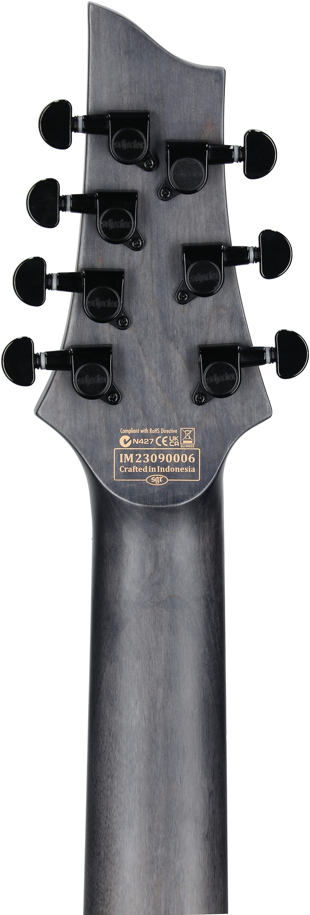 Schecter Omen Elite-7 Multiscale Electric Guitar, 7-String, Charcoal, Headstock Straight Back