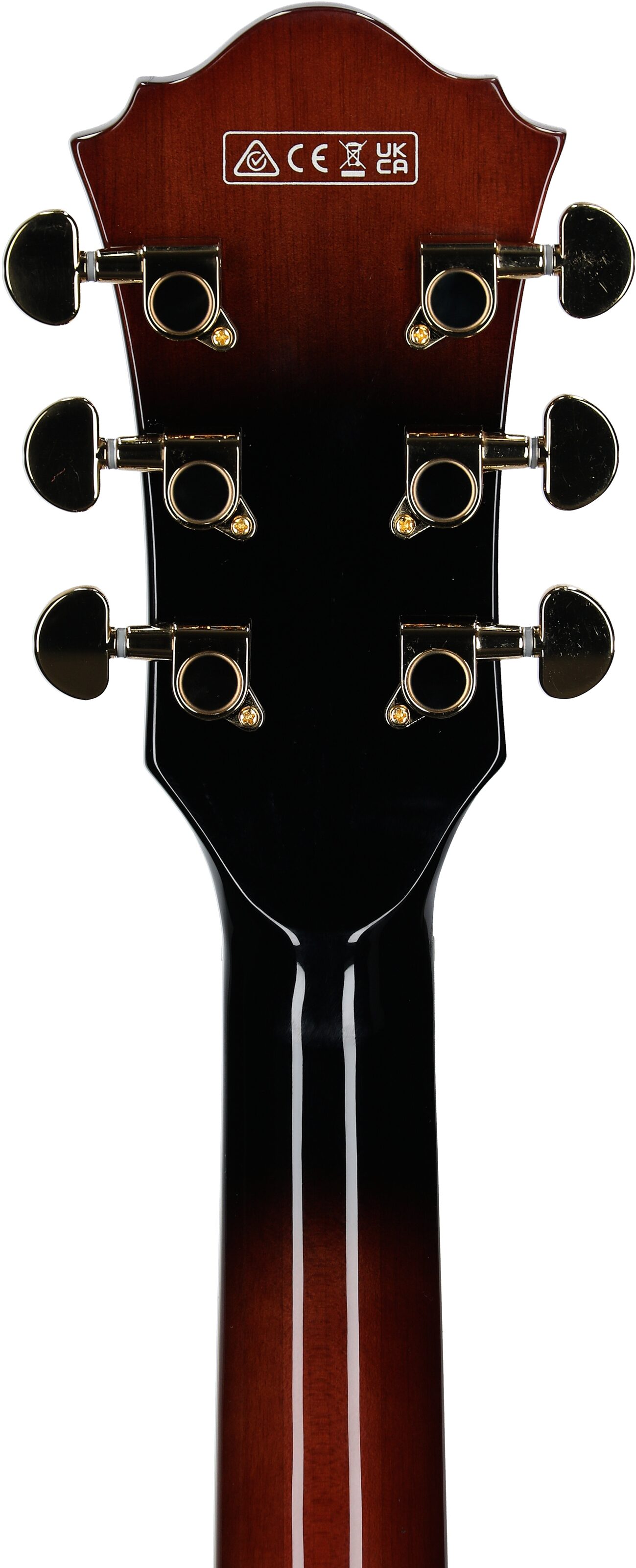 Ibanez AS93QMSP Artcore Electric Guitar, Dark Brown Sunburst, Headstock Straight Back