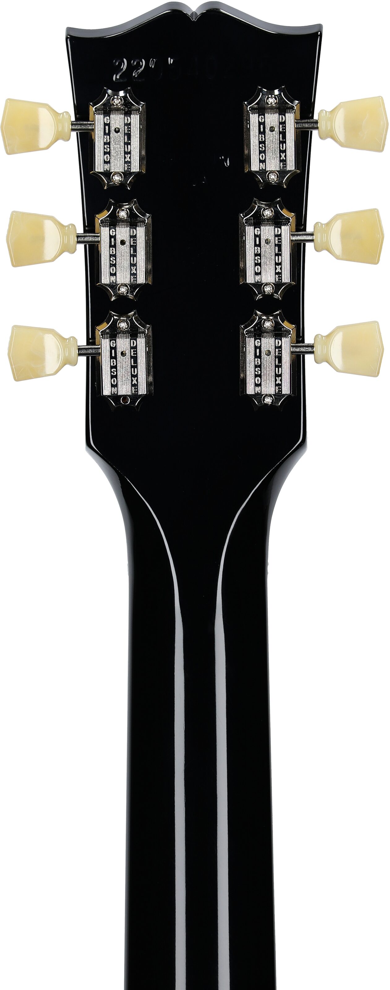 Gibson Les Paul Studio Electric Guitar (with Soft Case), Ebony, Headstock Straight Back