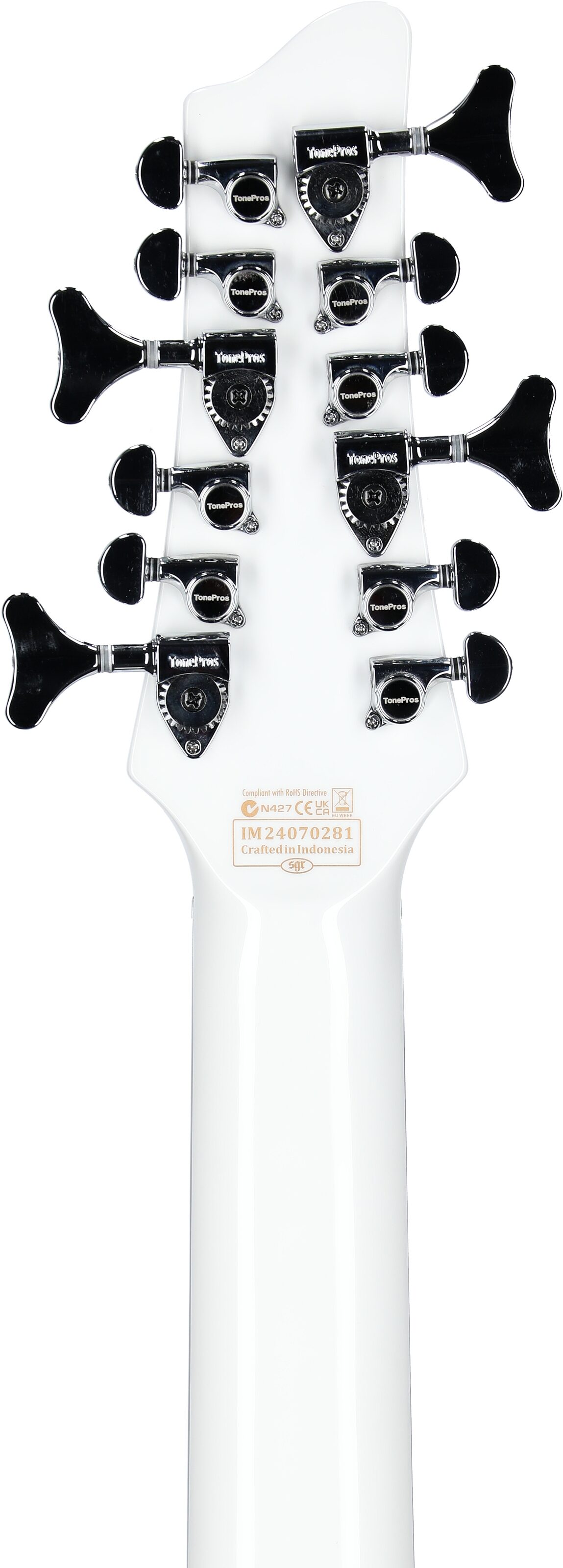 Schecter Stargazer 12 Electric Bass, 12-String, Gloss White, Headstock Straight Back