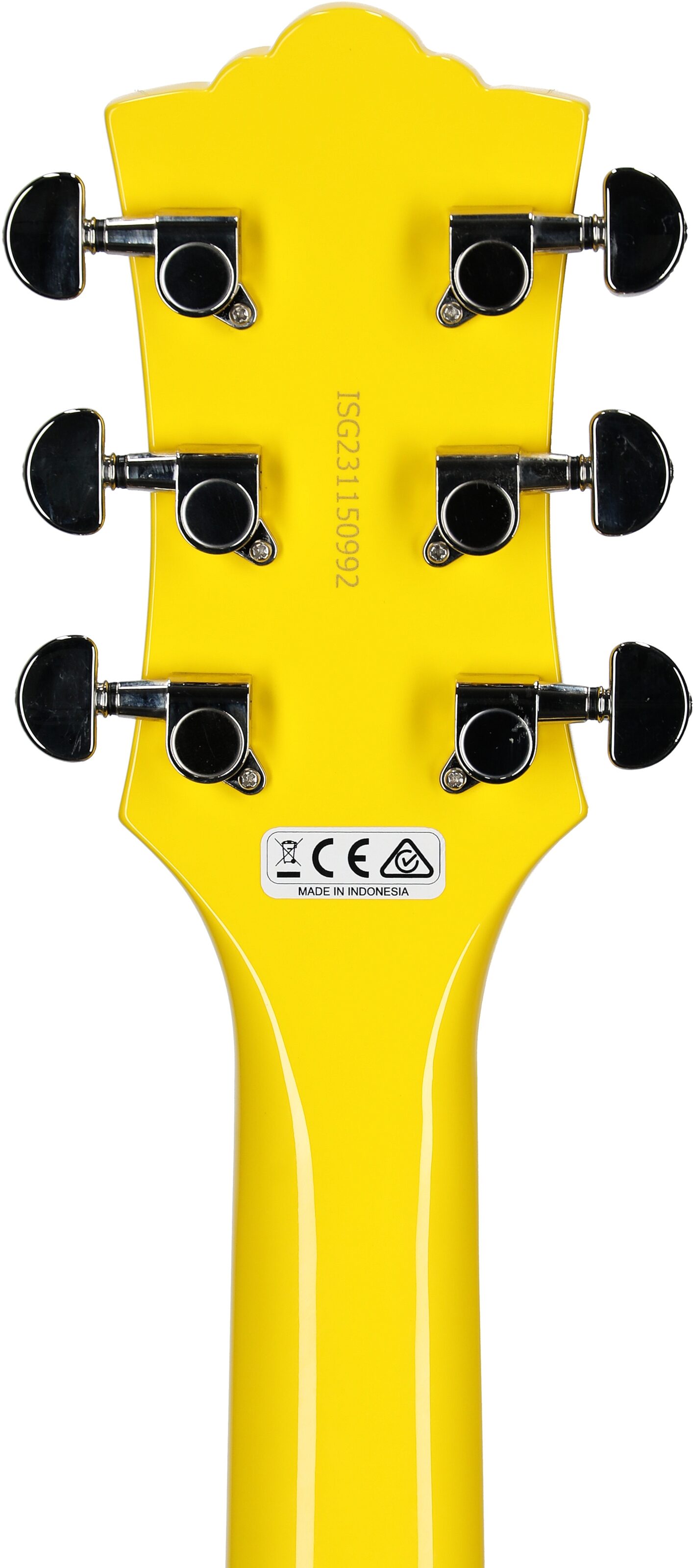 Guild Polara Electric Guitar, Voltage Yellow, Headstock Straight Back