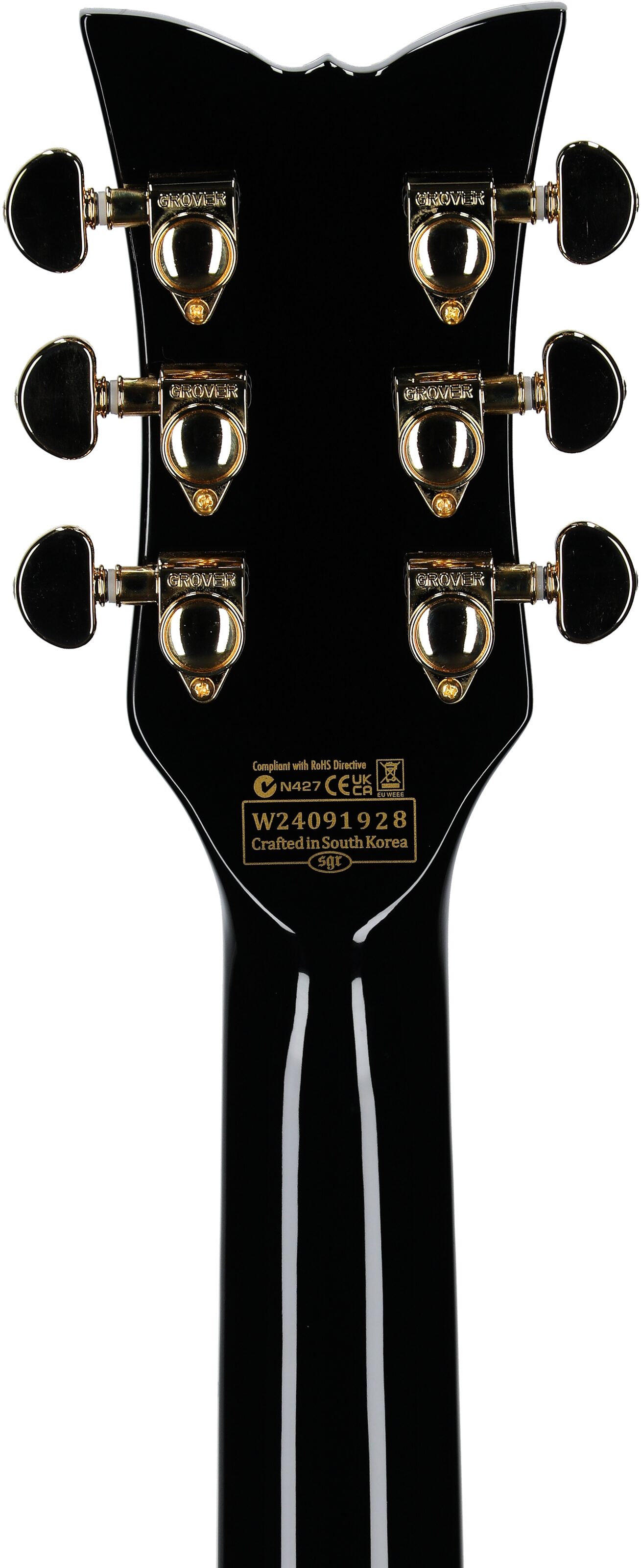 Schecter ZV-H6LLYW66D-S Zacky Vengeance Electric Guitar, Left-Handed, Black, Headstock Straight Back