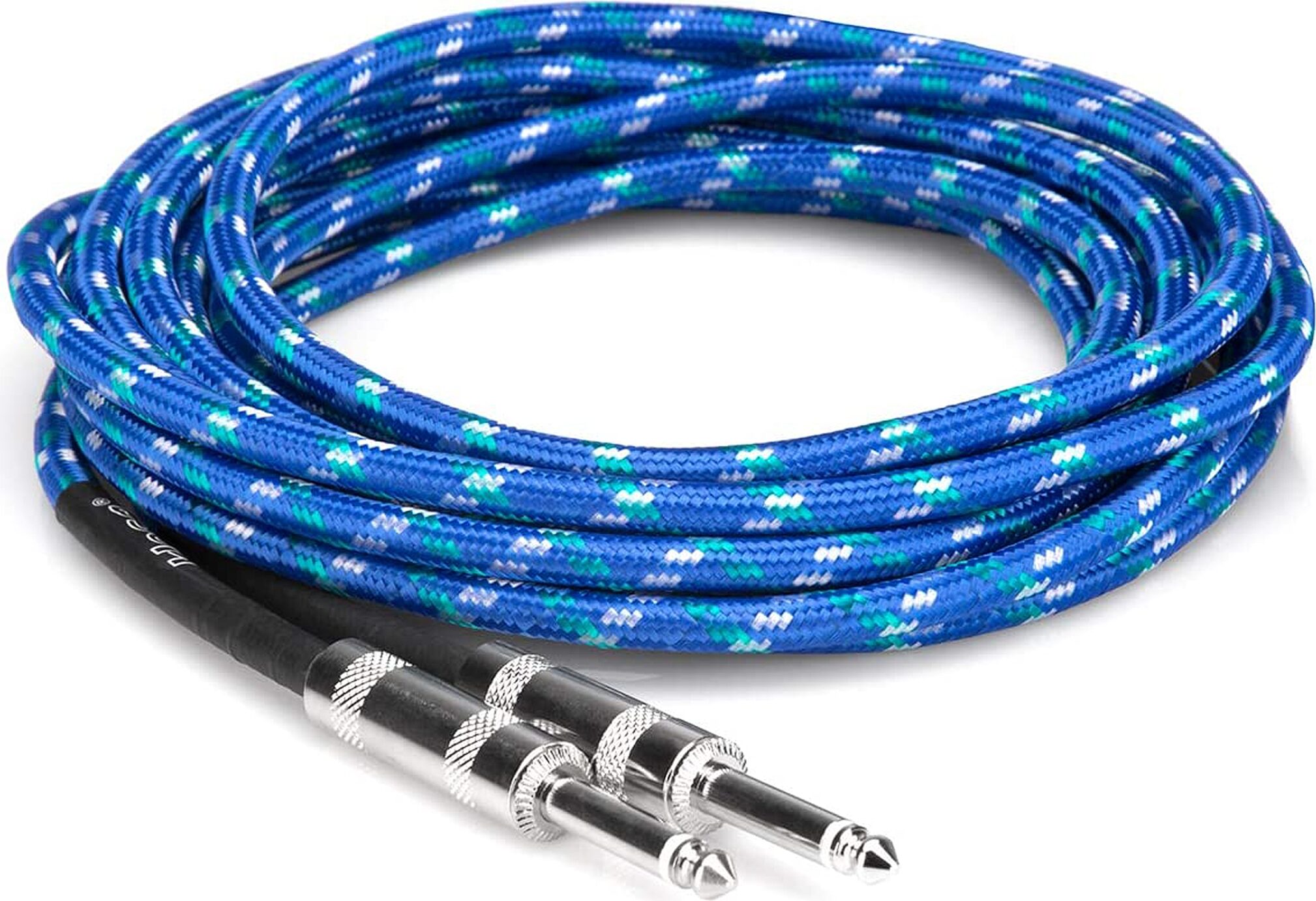 Hosa 3GT-18C Cloth Instrument Cable, Blue/Green/White, 18 foot, 3GT-18C2, Action Position Back