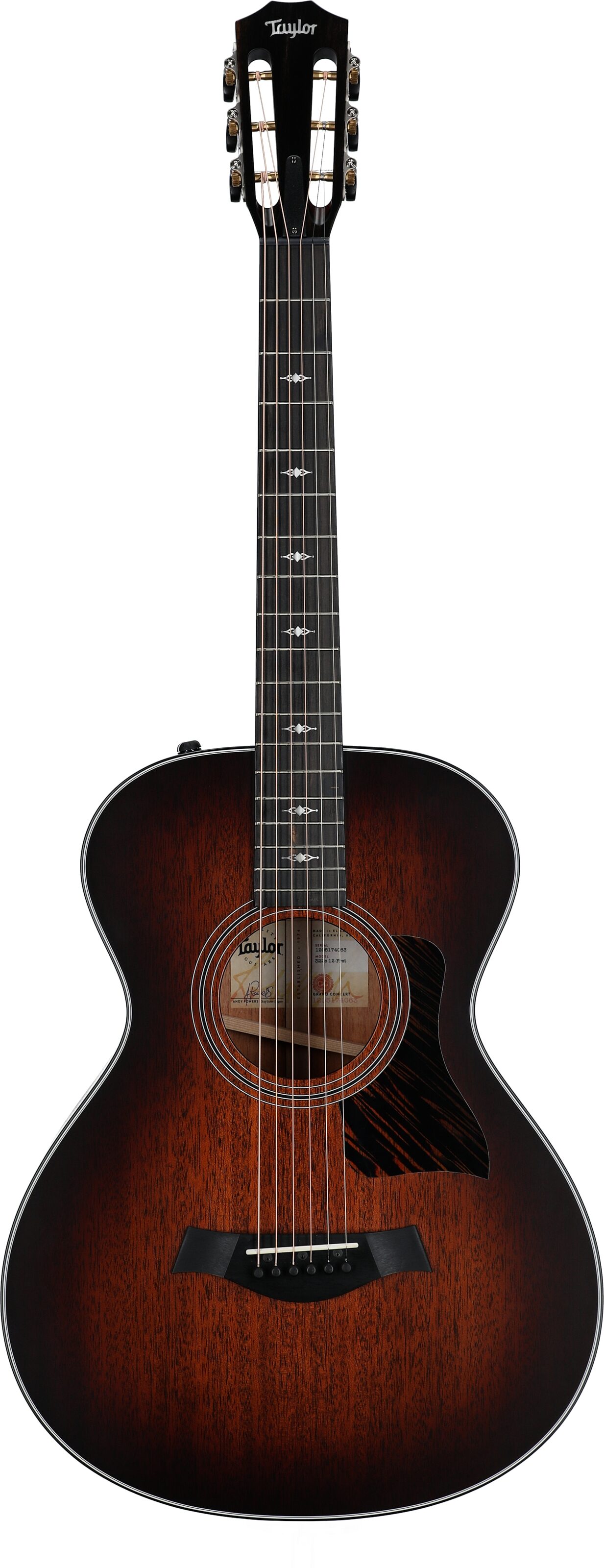 Taylor 322e 12-Fret Grand Concert Acoustic-Electric Guitar (with Case), Action Position Back