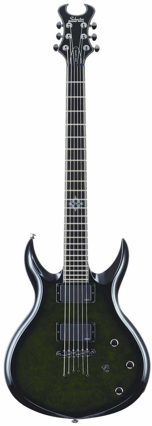 Schecter Devil Custom Electric Guitar, Dark Green Burst