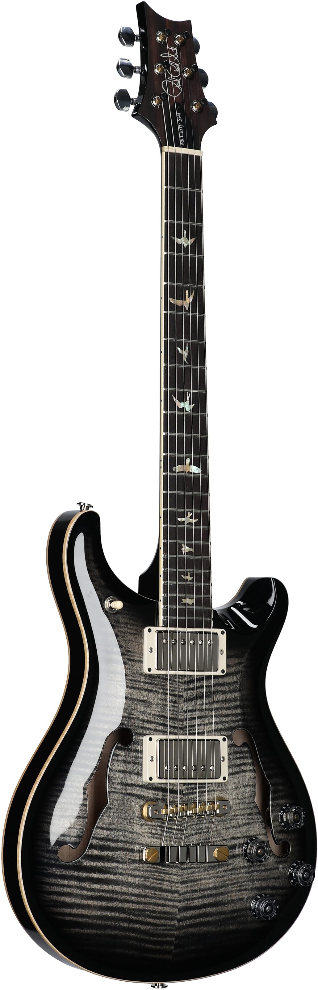 PRS Paul Reed Smith McCarty 594 Hollowbody II 10-Top Electric Guitar (with Case), Charcoal Burst, Serial Number 0278631, Body Left Front