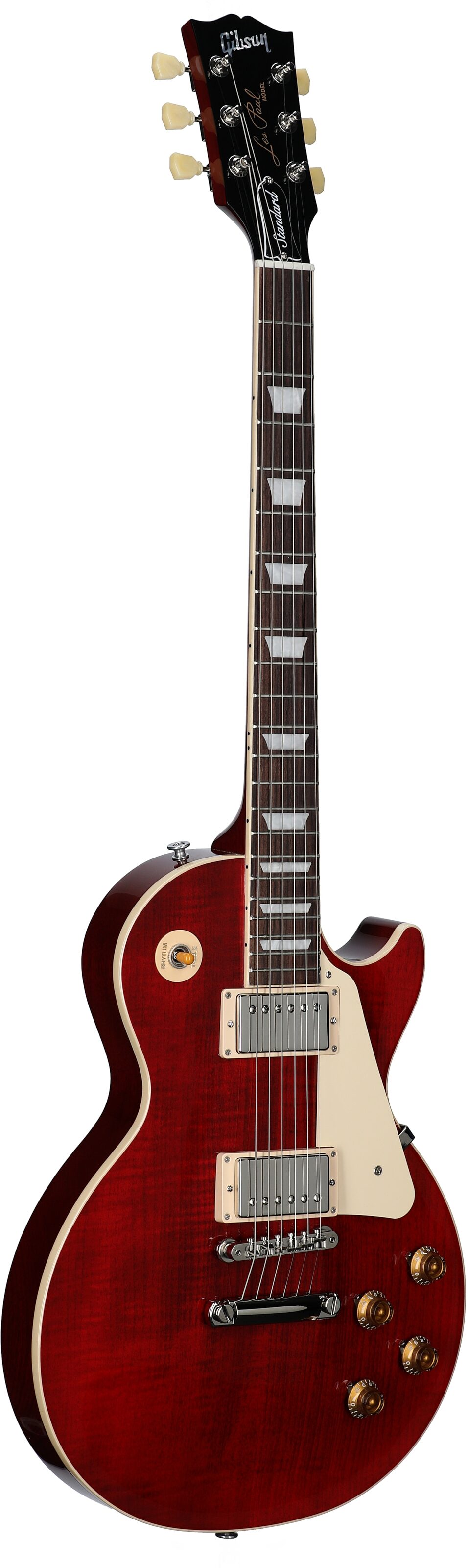 Gibson Les Paul Standard 50s Custom Color Electric Guitar, Figured Top (with Case), Cherry, Serial Number 222830060, Body Left Front