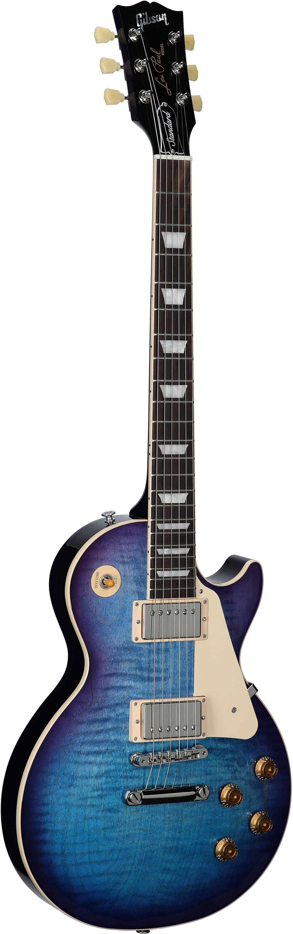 Gibson Les Paul Standard 50s Custom Color Electric Guitar, Figured Top (with Case), Blueberry Burst, Serial Number 224430193, Body Left Front