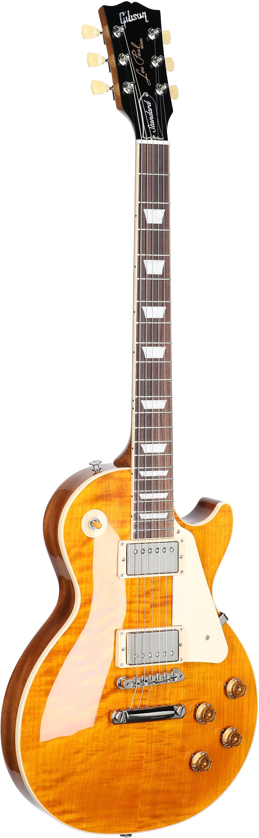 Gibson Les Paul Standard 50s Custom Color Electric Guitar, Figured Top (with Case), Honey Amber, Serial Number 222930305, Body Left Front