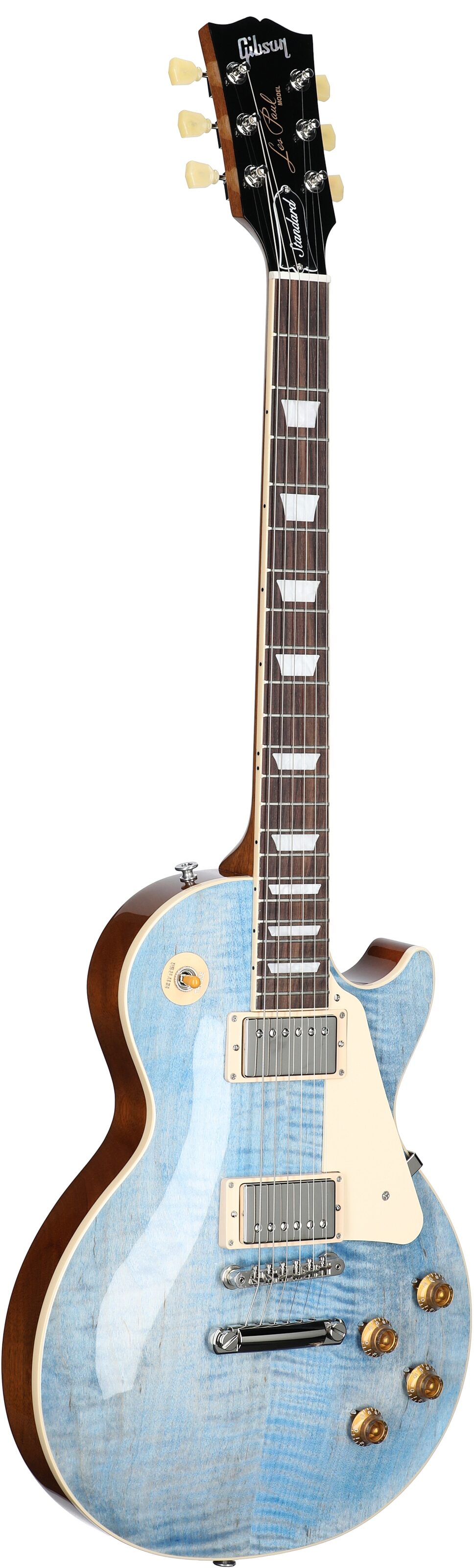 Gibson Les Paul Standard 50s Custom Color Electric Guitar, Figured Top (with Case), Ocean Blue, Serial Number 221930285, Body Left Front