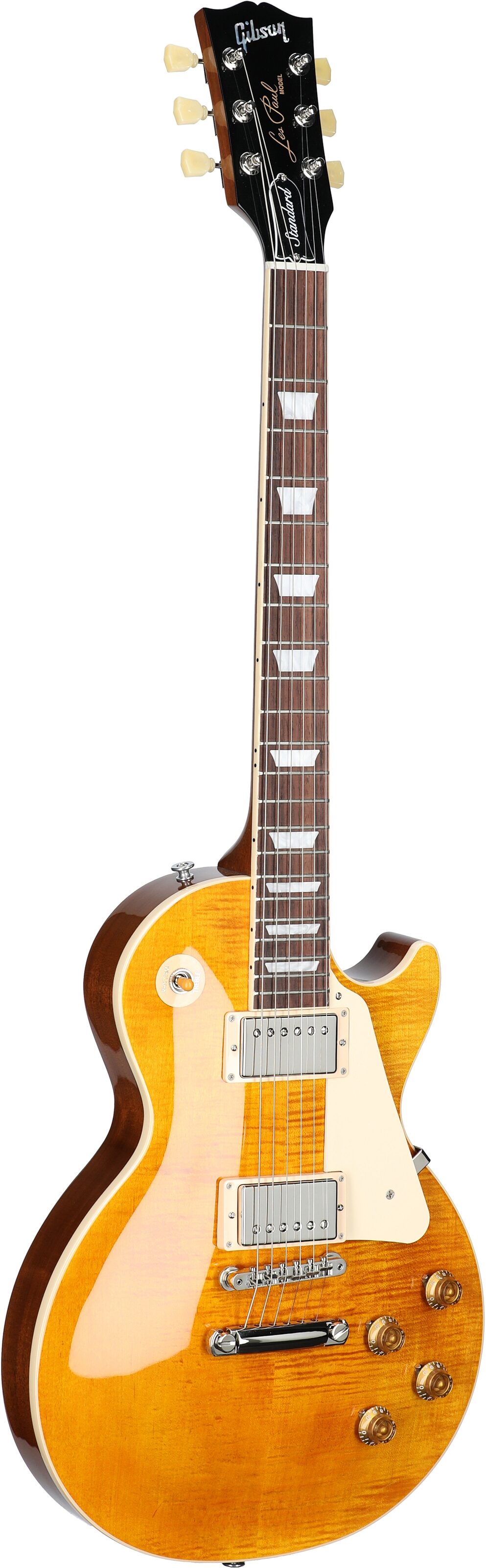 Gibson Les Paul Standard 50s Custom Color Electric Guitar, Figured Top (with Case), Honey Amber, Serial Number 222030021, Body Left Front