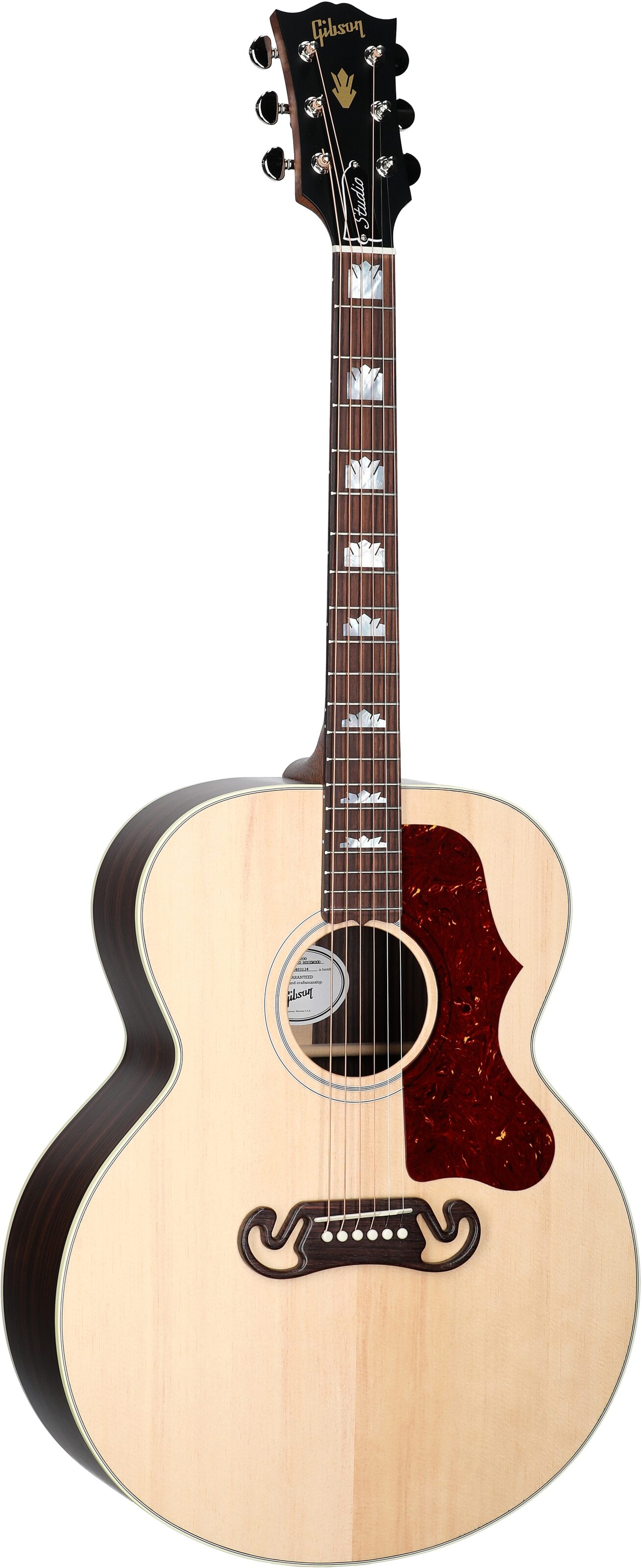 Gibson SJ-200 Studio Rosewood Jumbo Acoustic-Electric Guitar (with Case), Satin Natural, Serial Number 23483124, Body Left Front