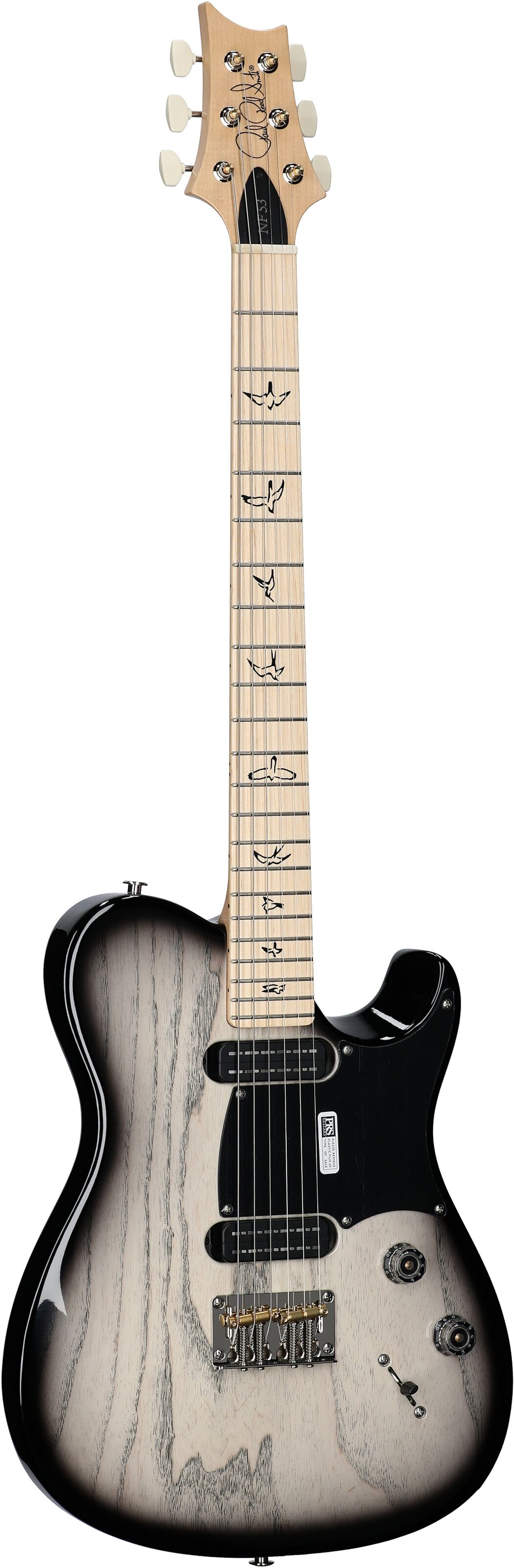 PRS Paul Reed Smith NF 53 Electric Guitar (with Gig Bag), White Doghair Smokeburst, Serial Number 0391182, Body Left Front