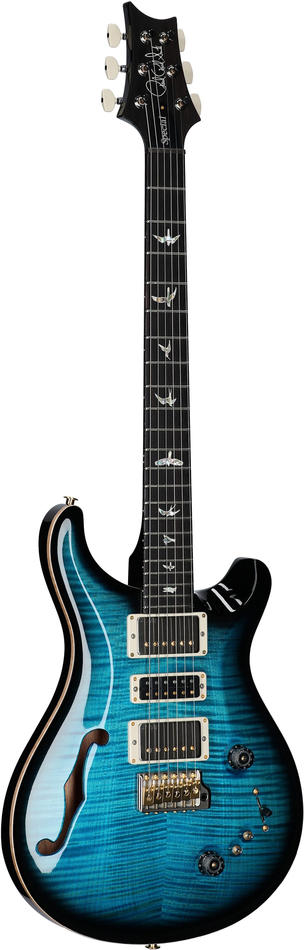 PRS Paul Reed Smith Special Semi-Hollow LTD 10-Top Electric Guitar (with Case), Carrol Blue Smoke, Serial Number 0389520, Body Left Front
