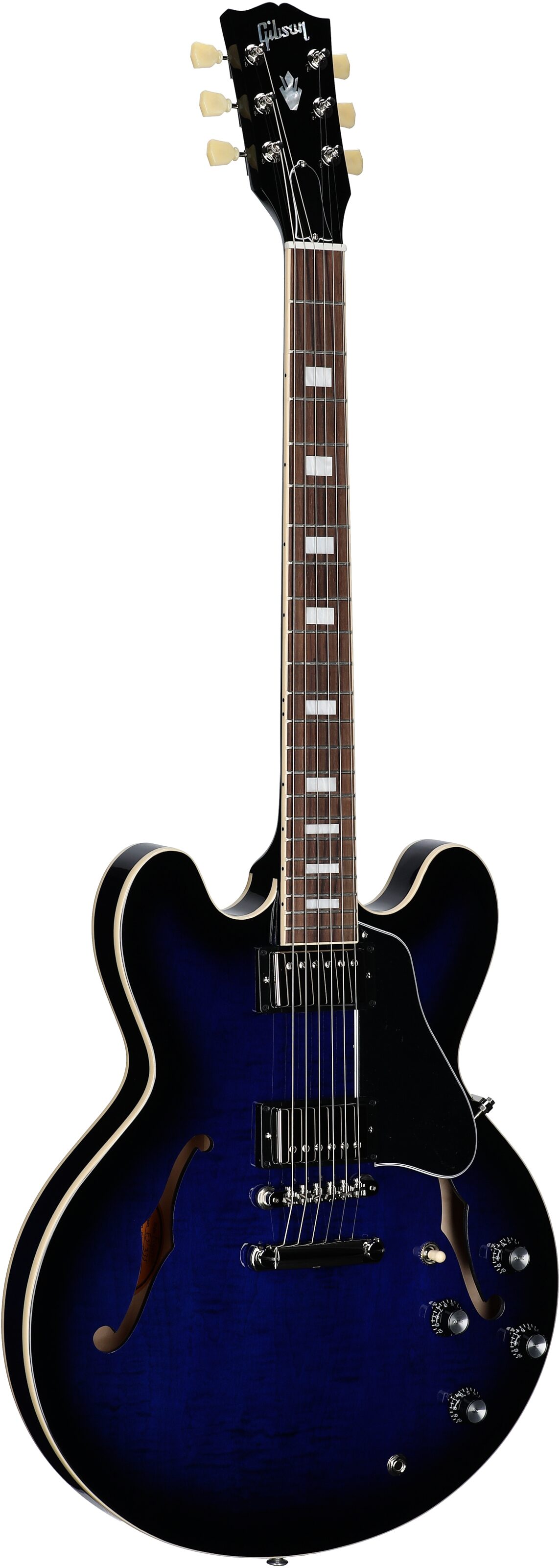 Gibson ES-335 Figured Electric Guitar (with Case), Deep Ocean Burst, Serial Number 225340376, Body Left Front