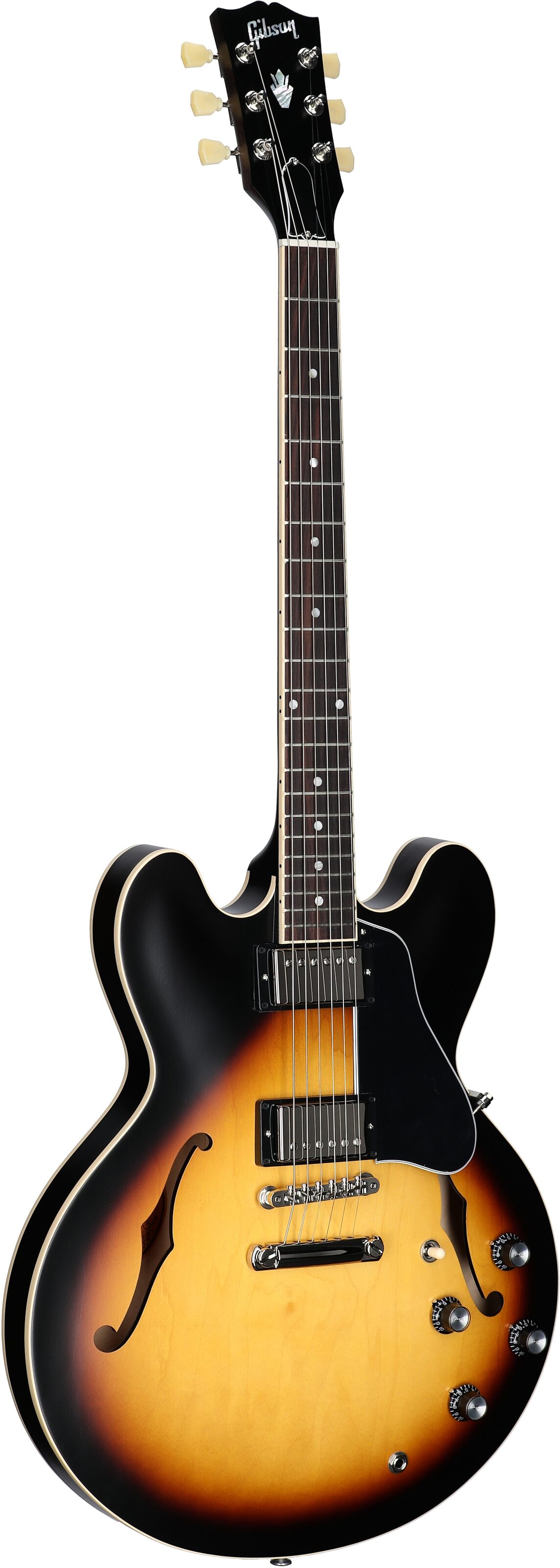 Gibson ES-335 Dot Satin Electric Guitar (with Case), Vintage Burst, Serial Number 203940001, Body Left Front