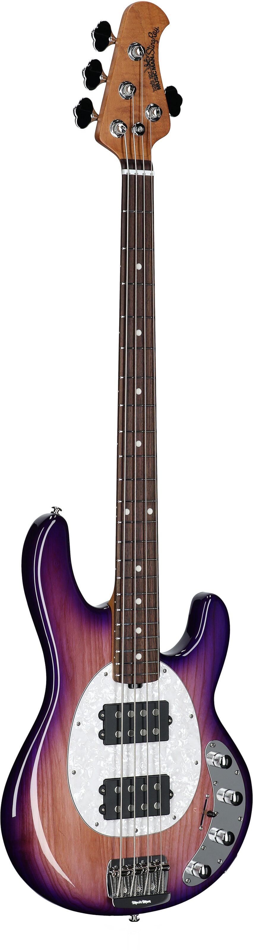 Ernie Ball Music Man StingRay Special HH Electric Bass (with Case), Purple Sunset, Serial Number K05884, Body Left Front