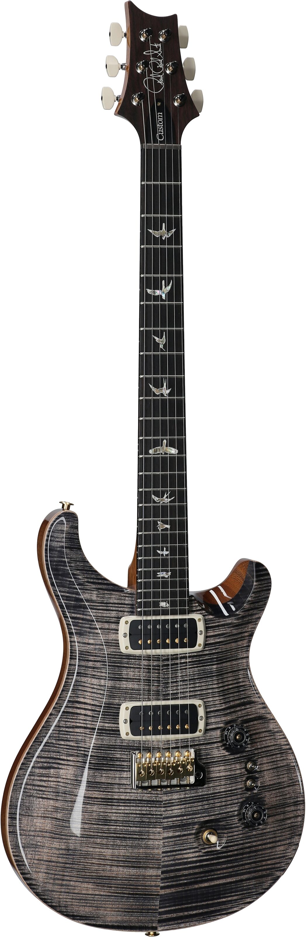 PRS Paul Reed Smith Custom 24-08 10-Top Pattern Thin Electric Guitar (with Case), Charcoal, Serial Number 0394608, Body Left Front