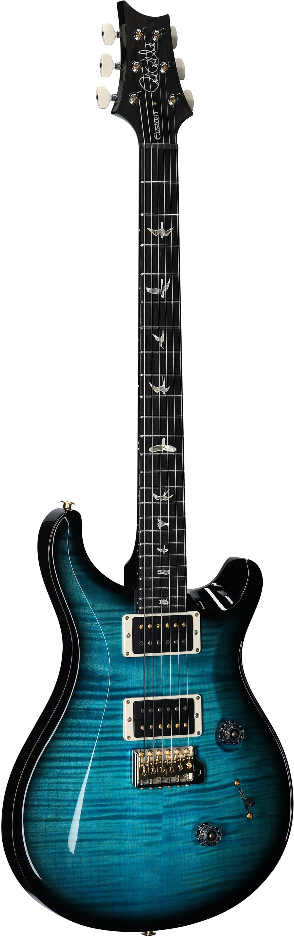 PRS Paul Reed Smith Custom 24 Pattern Thin 10-Top Electric Guitar (with Case), Carroll Blue Wraparound Smoke, Serial Number 0391362, Body Left Front