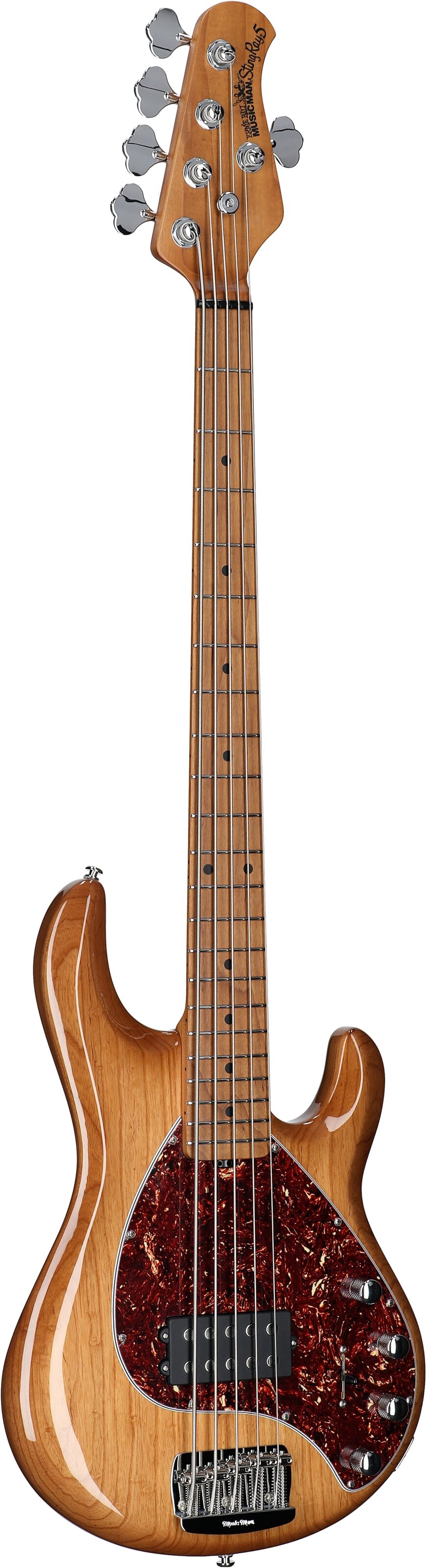 Ernie Ball Music Man StingRay 5 Special Electric Bass, 5-String (with Case), Hot Honey, Serial Number F96811, Body Left Front