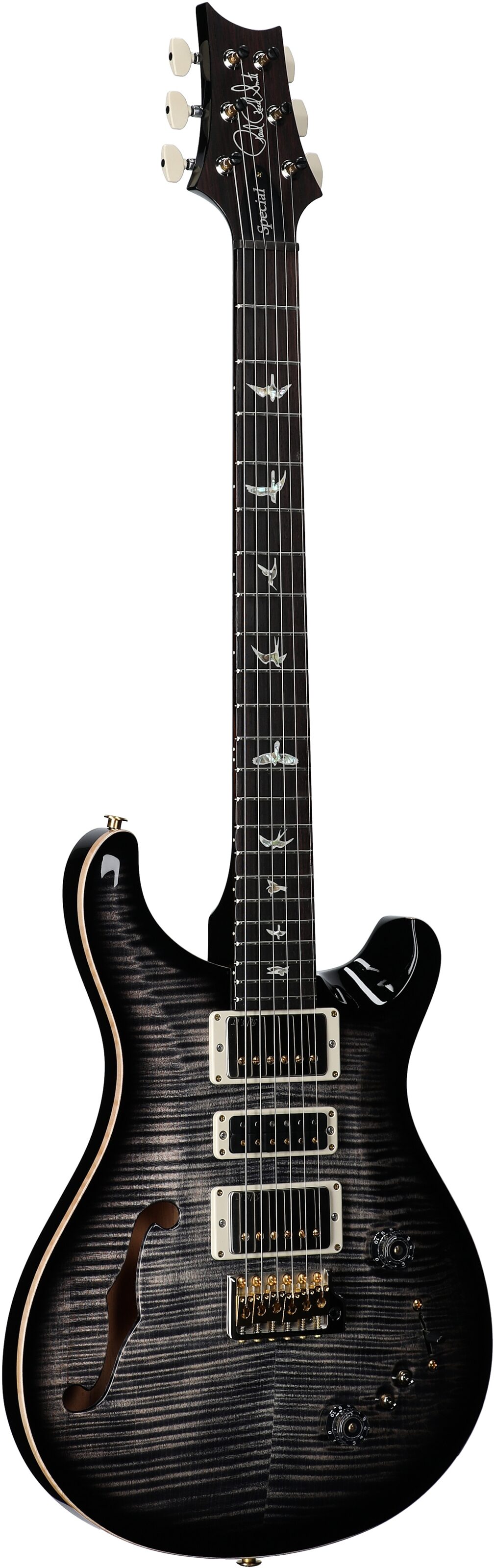 PRS Paul Reed Smith Special Semi-Hollow LTD 10-Top Electric Guitar (with Case), Charcoal Burst, Serial Number 0395984, Body Left Front